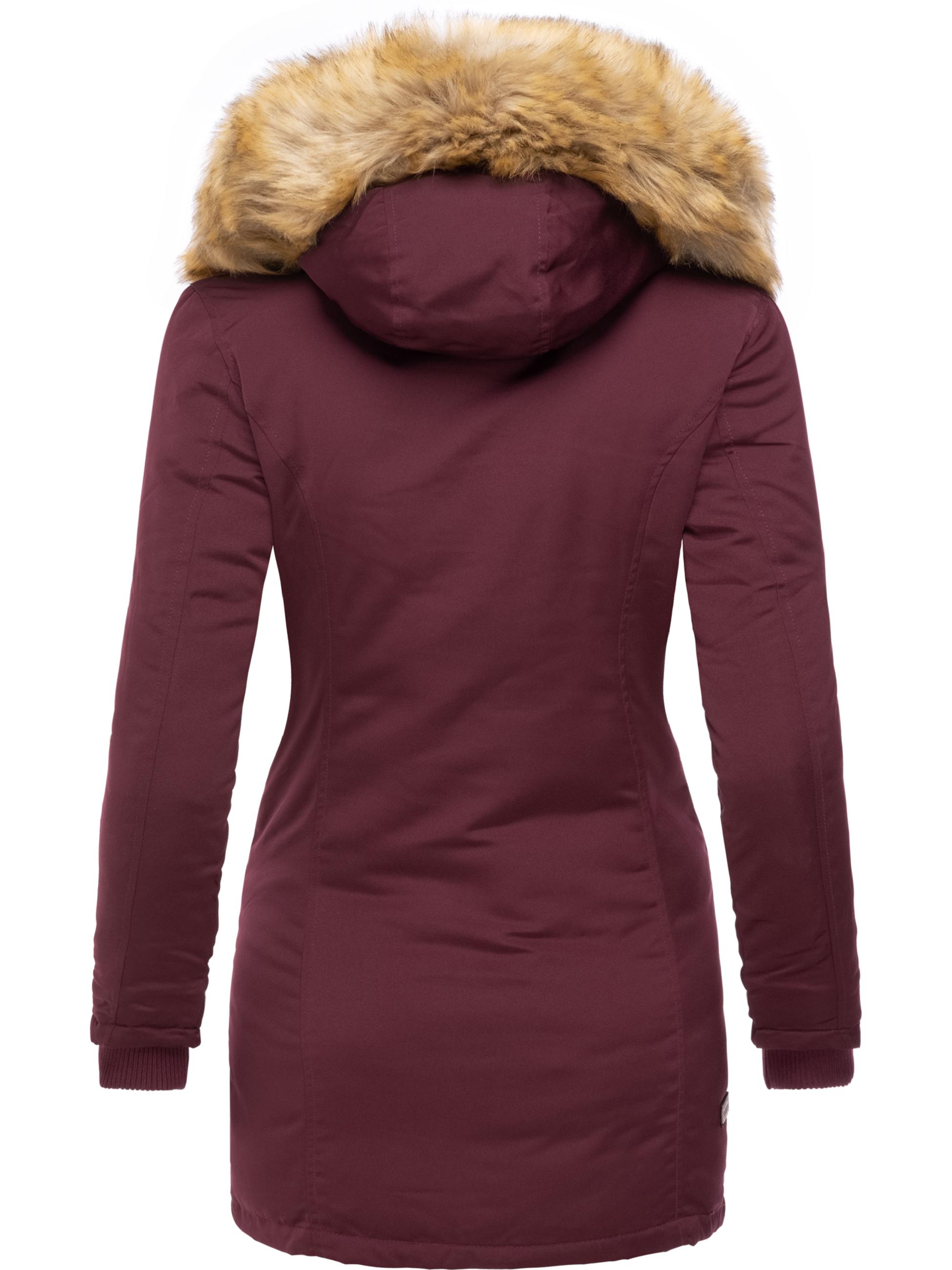 Winterparka mit Kapuze "Karmaa" Weinrot