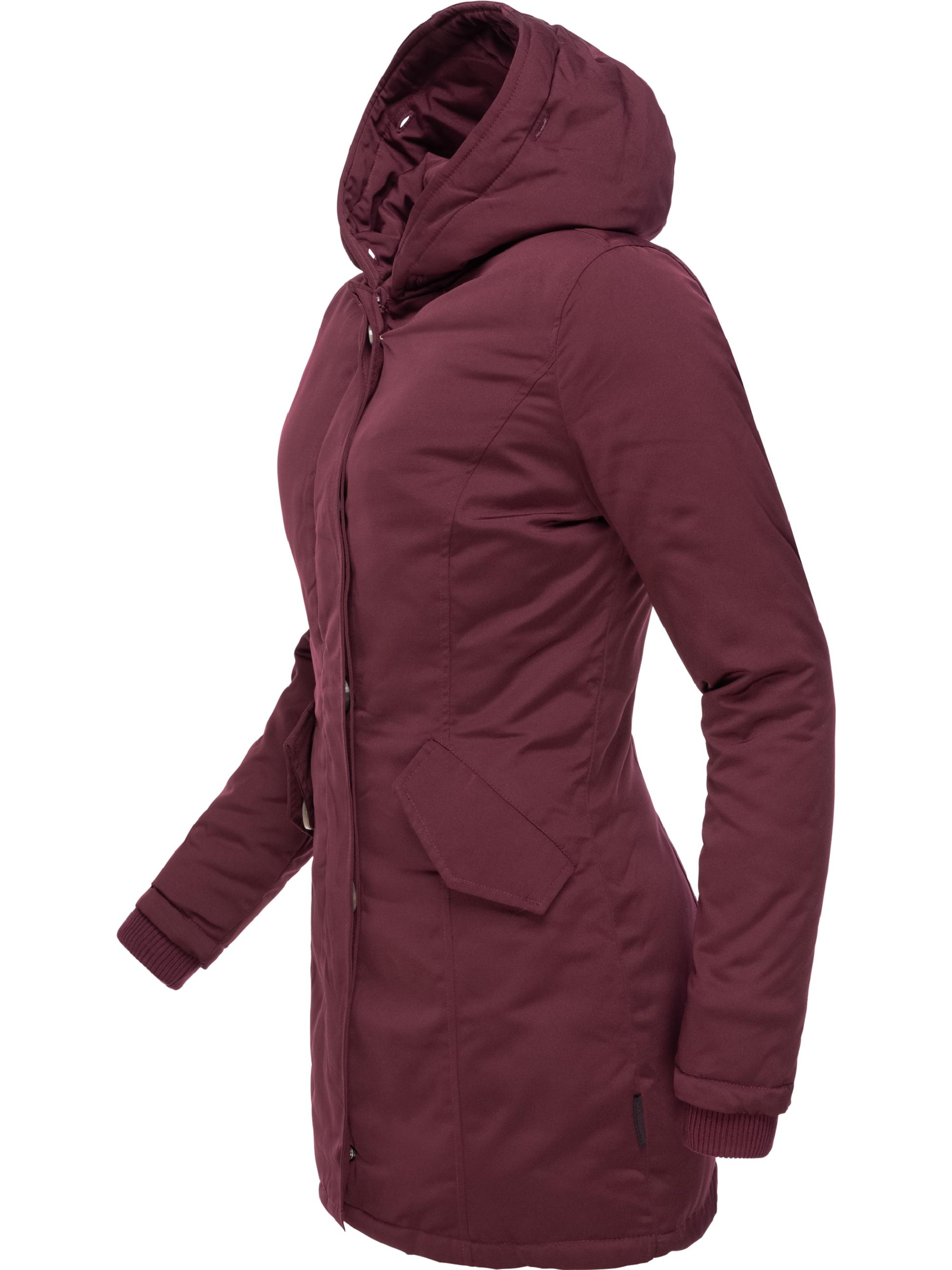 Winterparka mit Kapuze "Karmaa" Weinrot