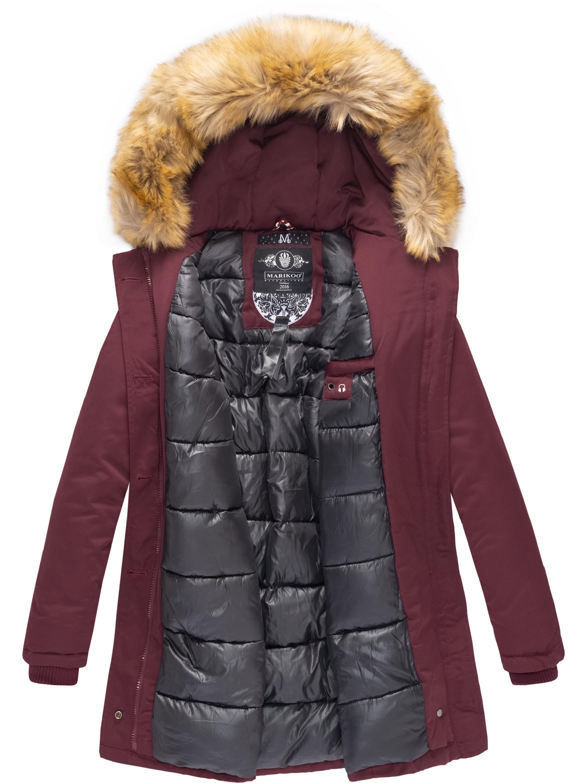 Winterparka mit Kapuze "Karmaa" Weinrot