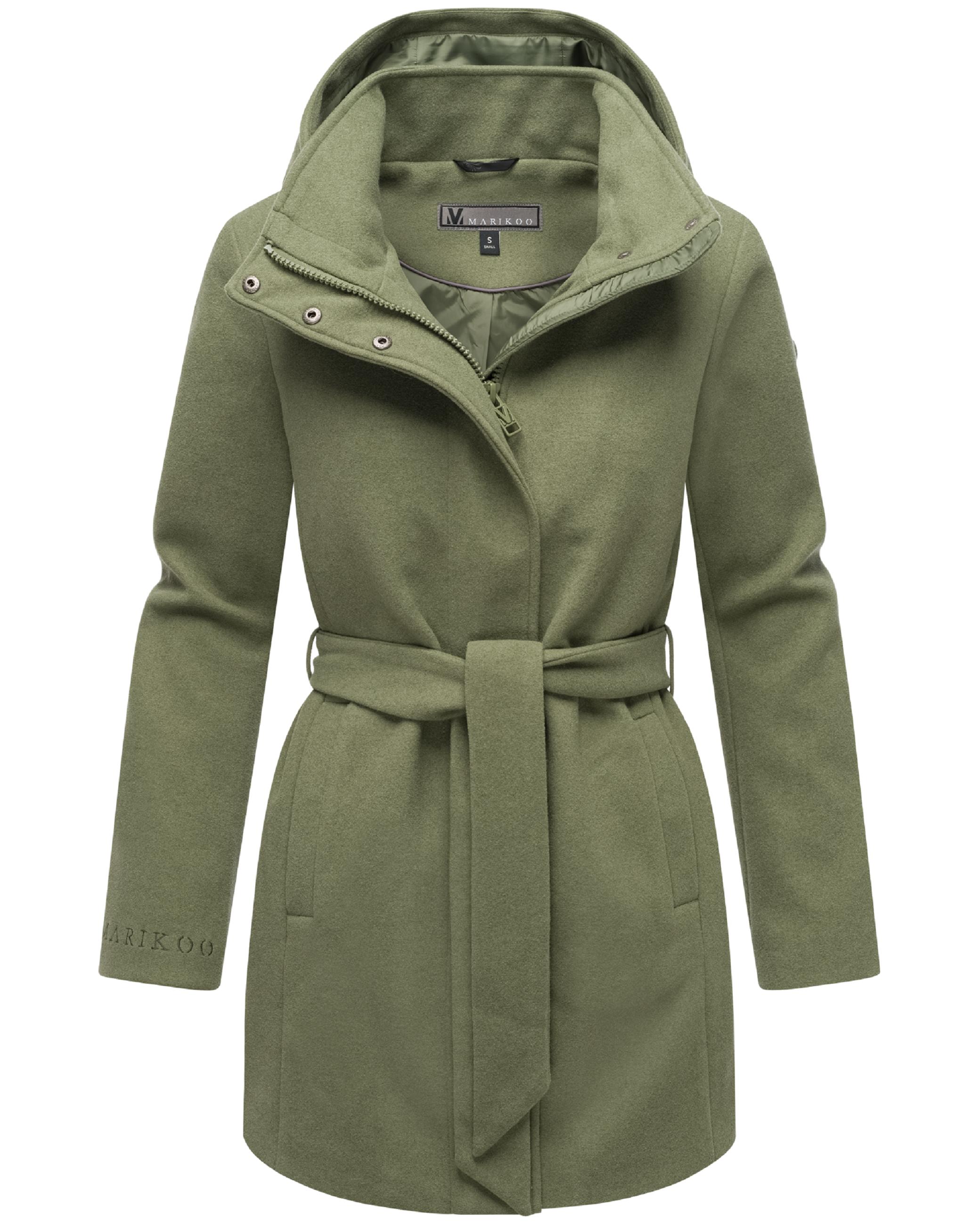 Kurzmantel in Woll-Optik mit abnehmbarer Kapuze "Katalinaa 16" Olive Leaf
