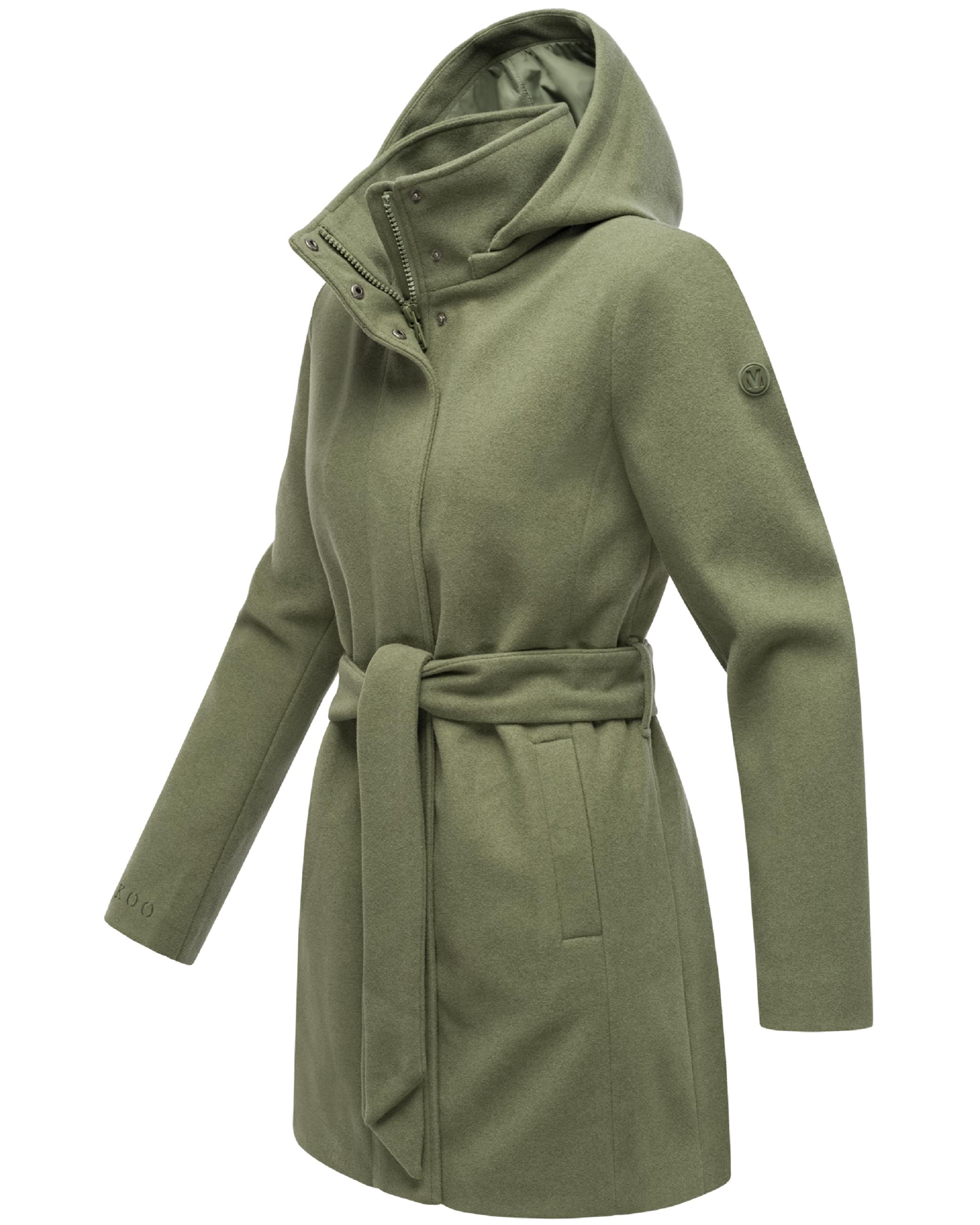 Kurzmantel in Woll-Optik mit abnehmbarer Kapuze "Katalinaa 16" Olive Leaf