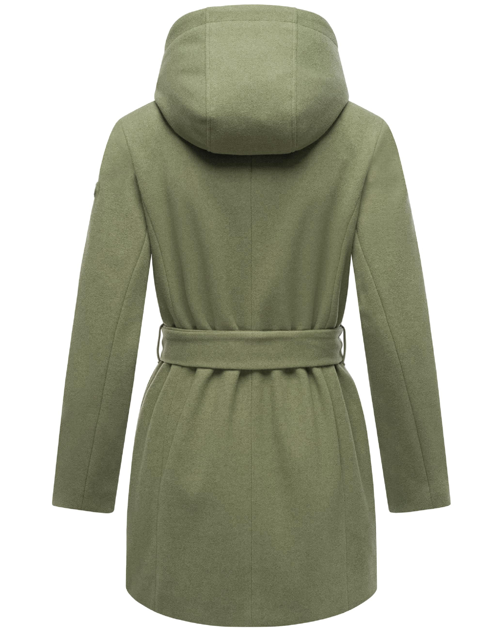 Kurzmantel in Woll-Optik mit abnehmbarer Kapuze "Katalinaa 16" Olive Leaf