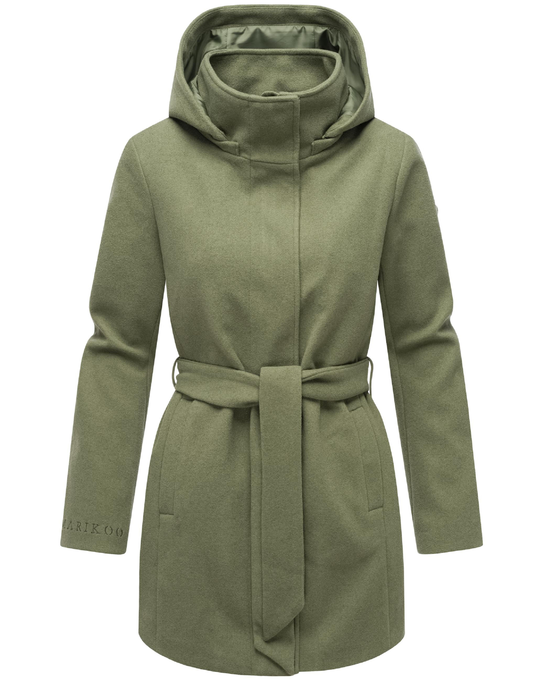 Kurzmantel in Woll-Optik mit abnehmbarer Kapuze "Katalinaa 16" Olive Leaf