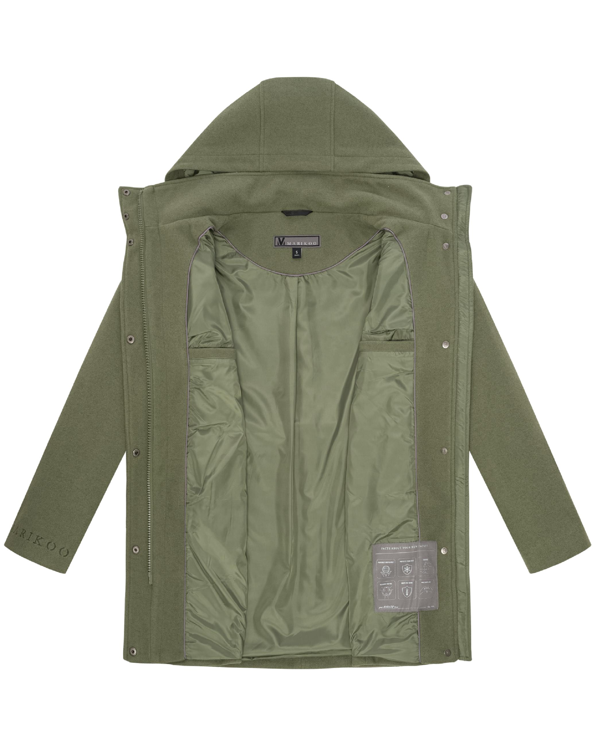 Kurzmantel in Woll-Optik mit abnehmbarer Kapuze "Katalinaa 16" Olive Leaf
