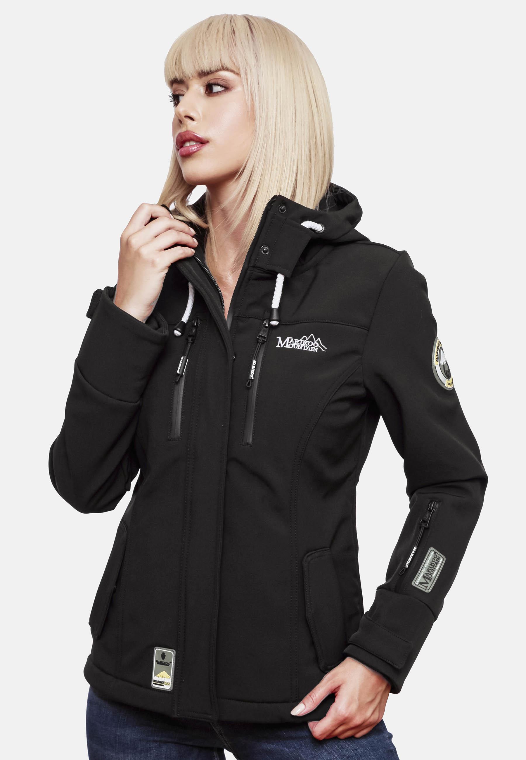 Übergang Softshell-Jacke mit Kapuze "Kleinezicke" Schwarz