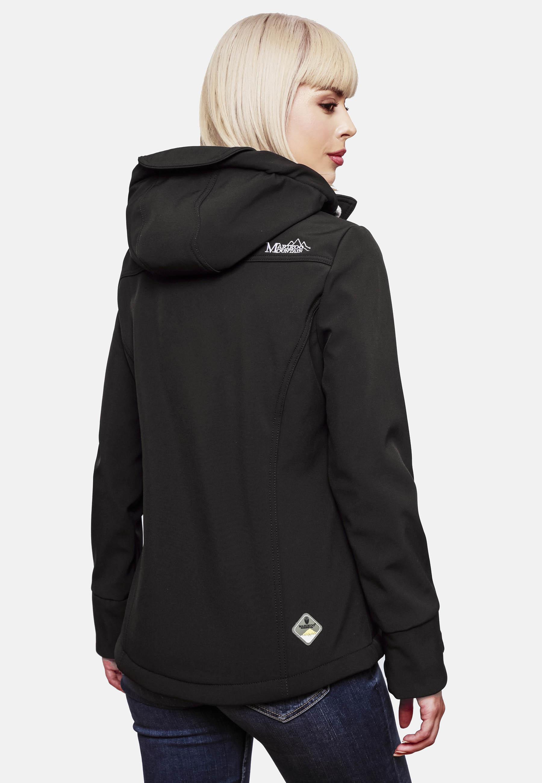 Übergang Softshell-Jacke mit Kapuze "Kleinezicke" Schwarz