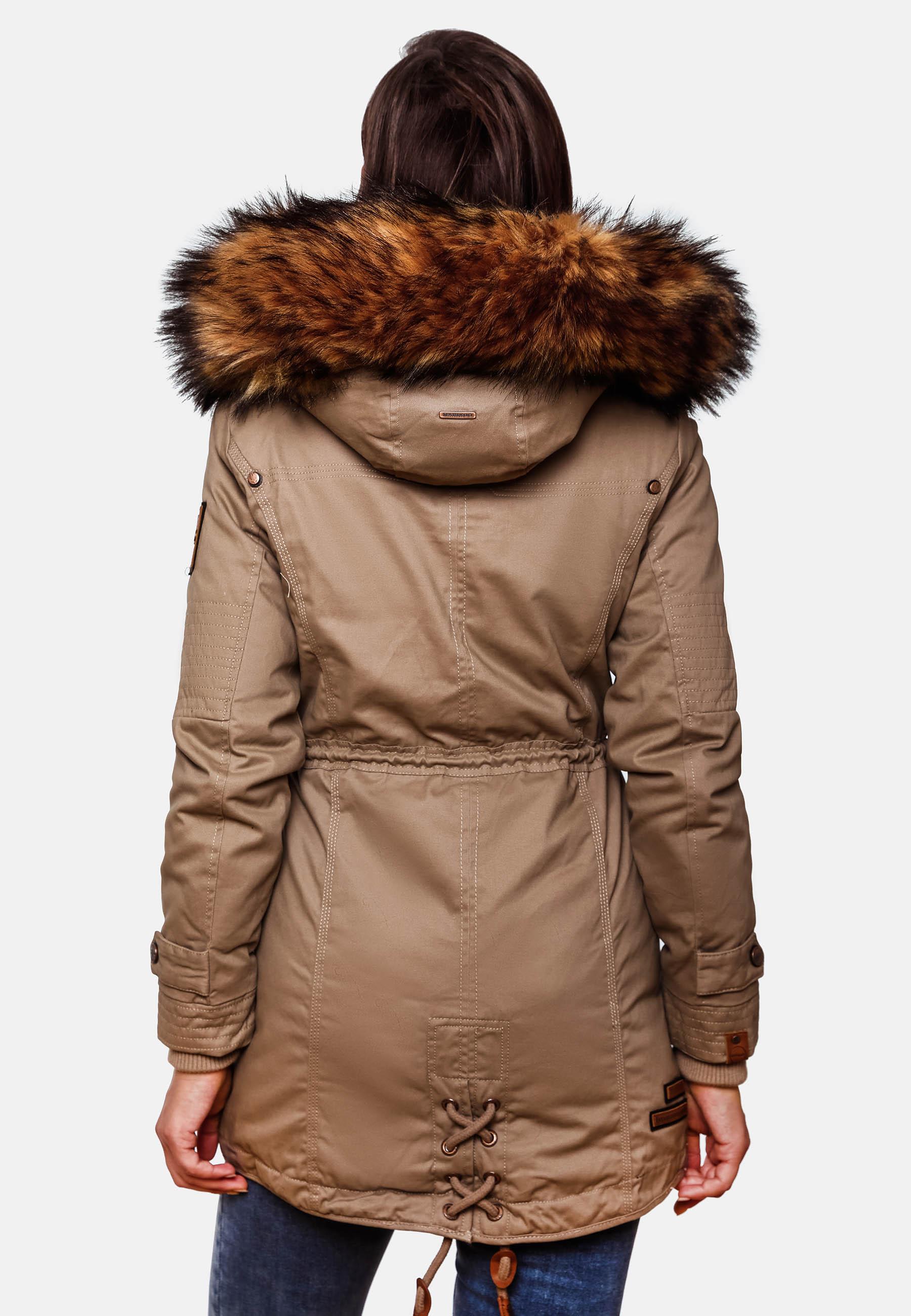 Winterparka mit abnehmbarem Kunstfell "La Viva Prc" Taupe Grey