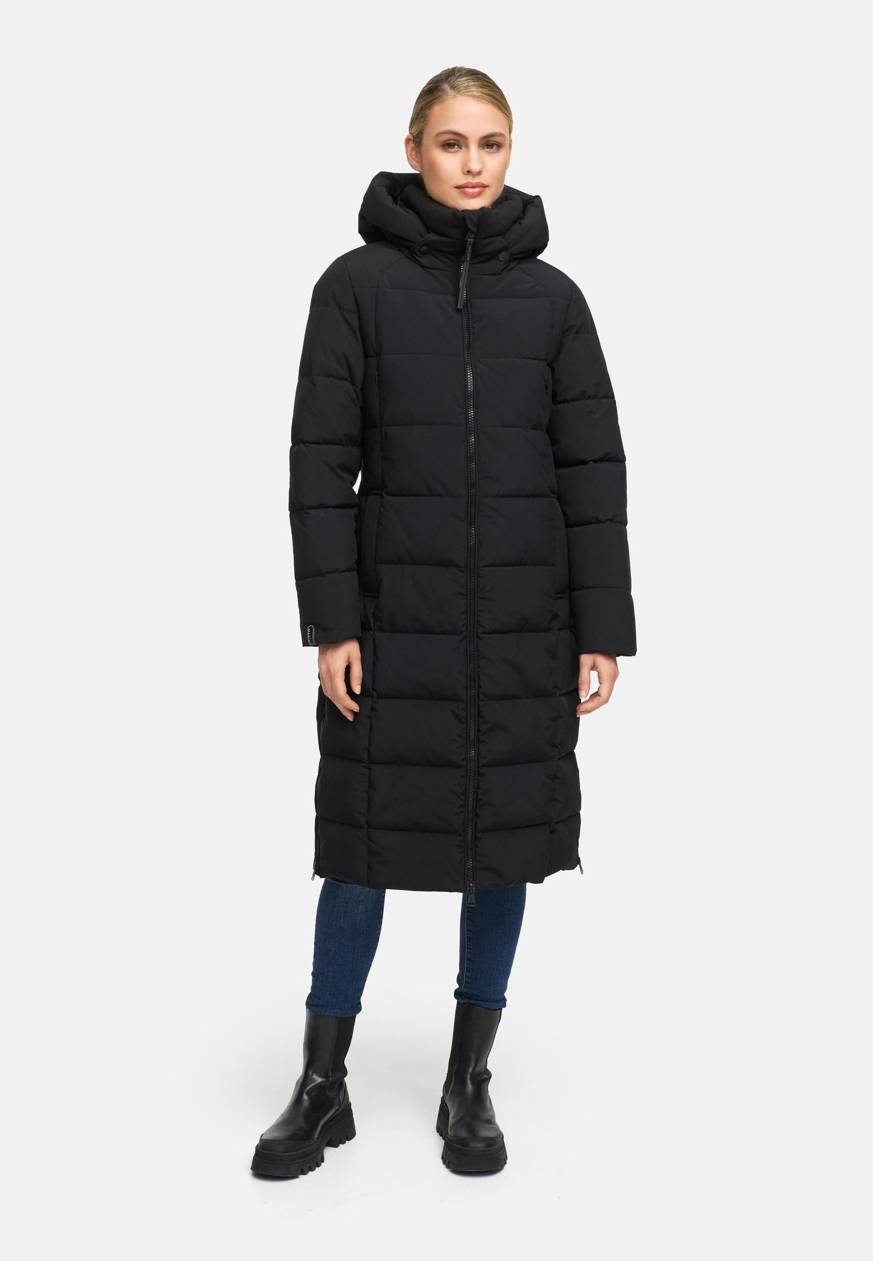Winter Steppmantel mit Kapuze "Lanitaa XVI" Black