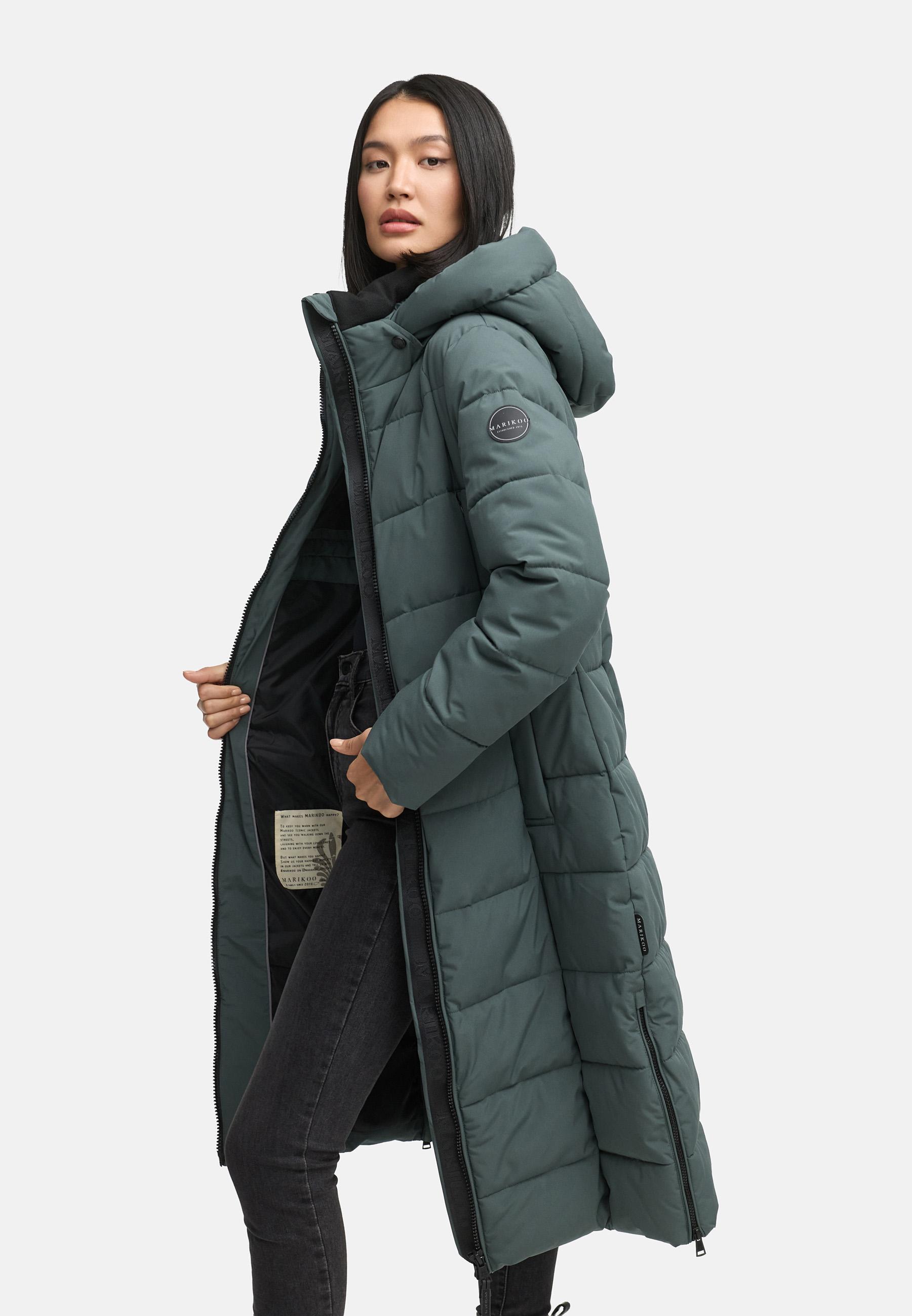 Winter Steppmantel mit Kapuze "Lanitaa XVI" Stone Green