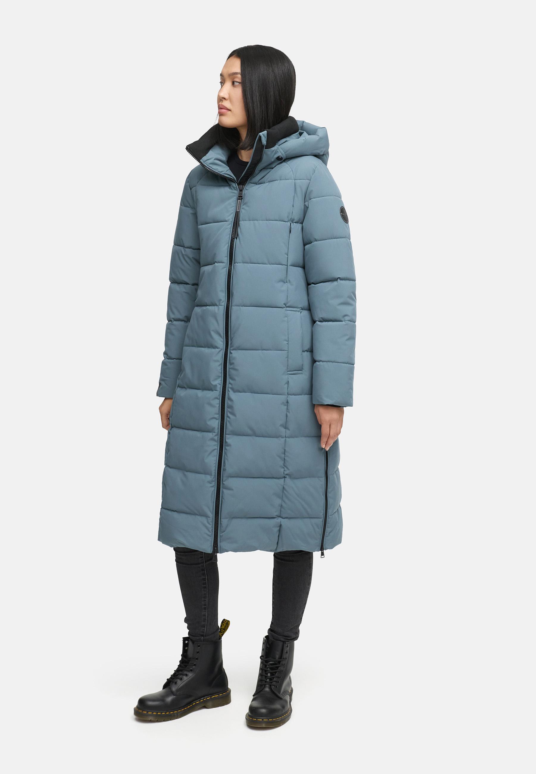 Winter Steppmantel mit Kapuze "Lanitaa XVI" Stormy Blue