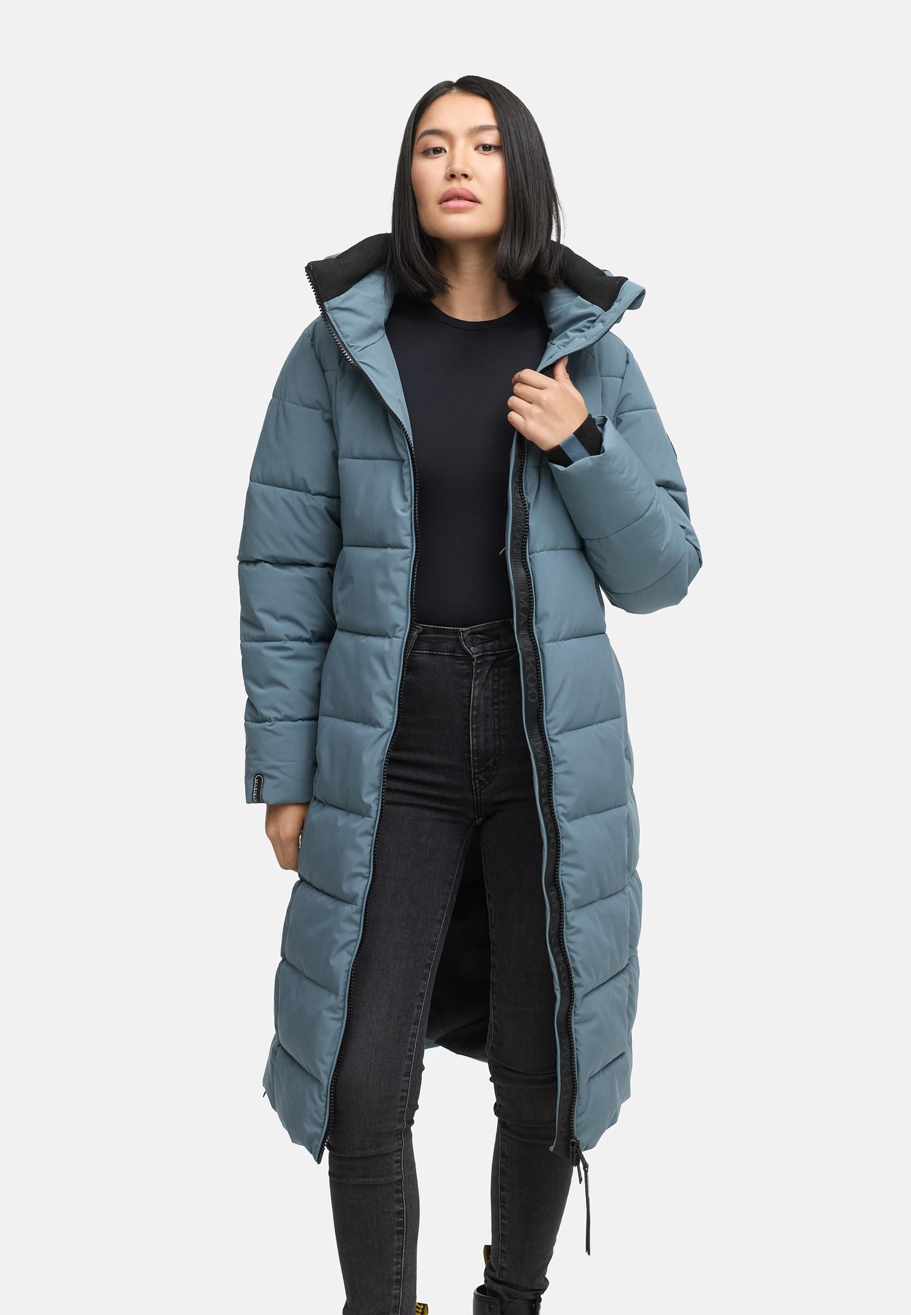 Winter Steppmantel mit Kapuze "Lanitaa XVI" Stormy Blue