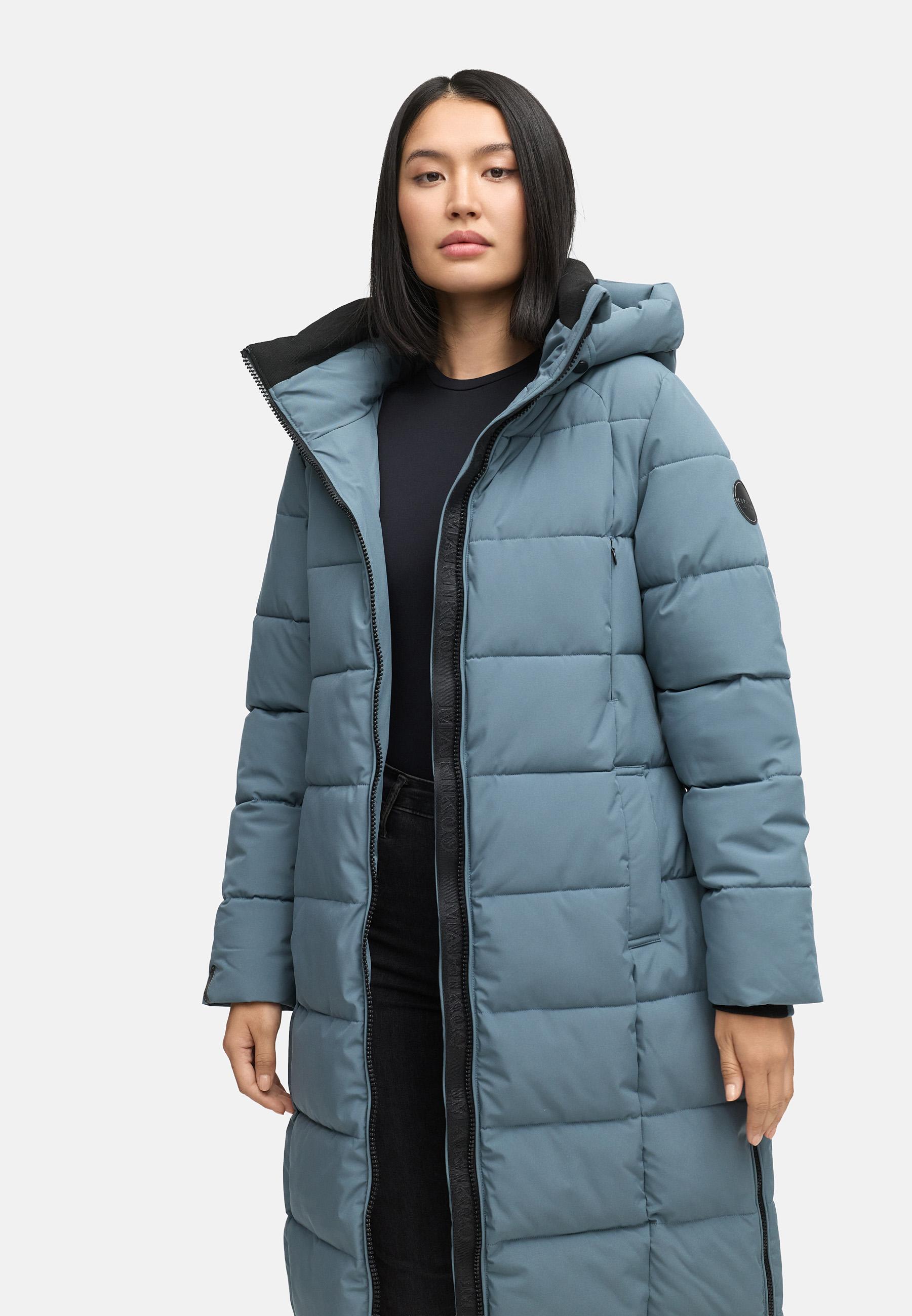 Winter Steppmantel mit Kapuze "Lanitaa XVI" Stormy Blue