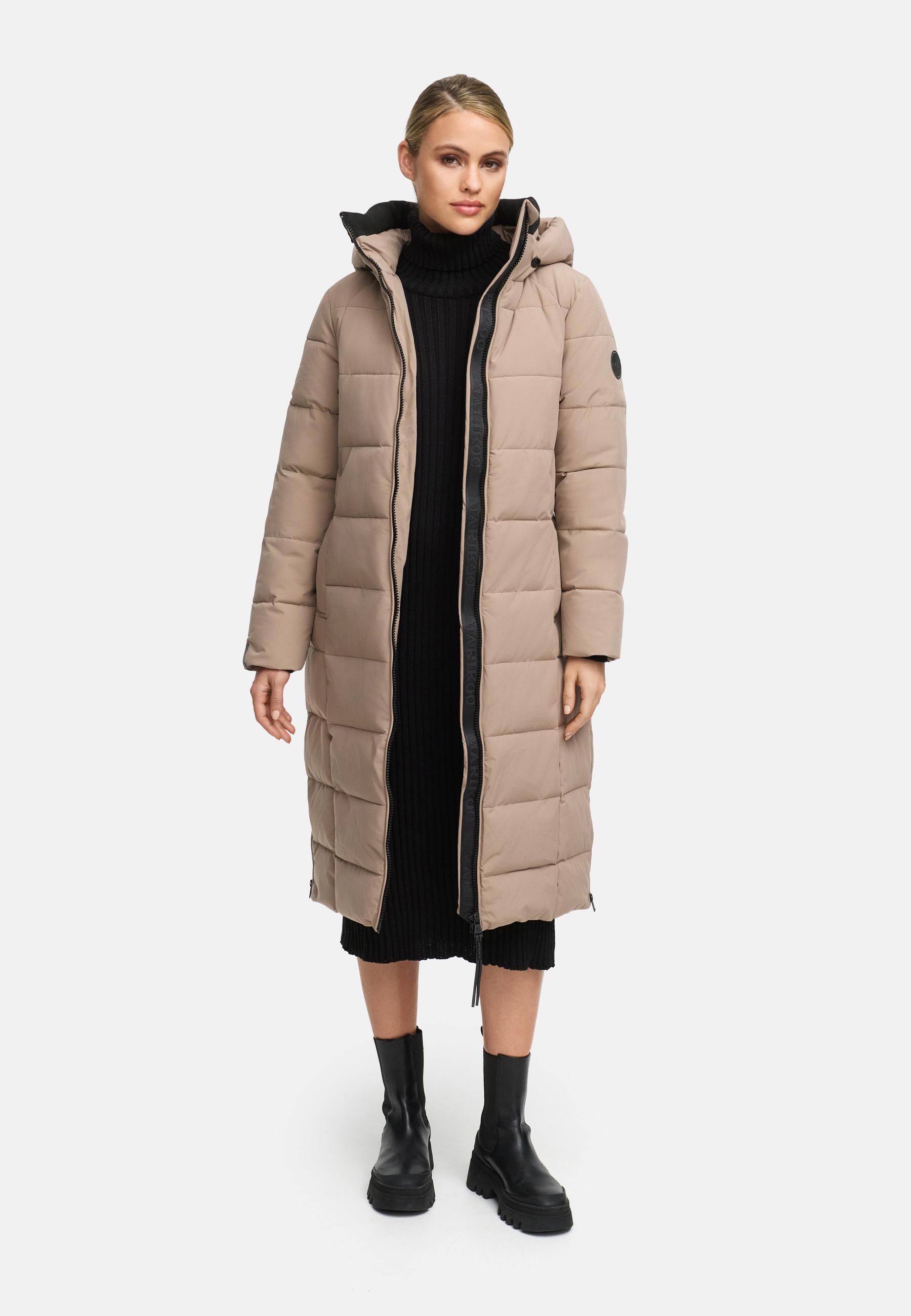Winter Steppmantel mit Kapuze "Lanitaa XVI" Taupe Grey