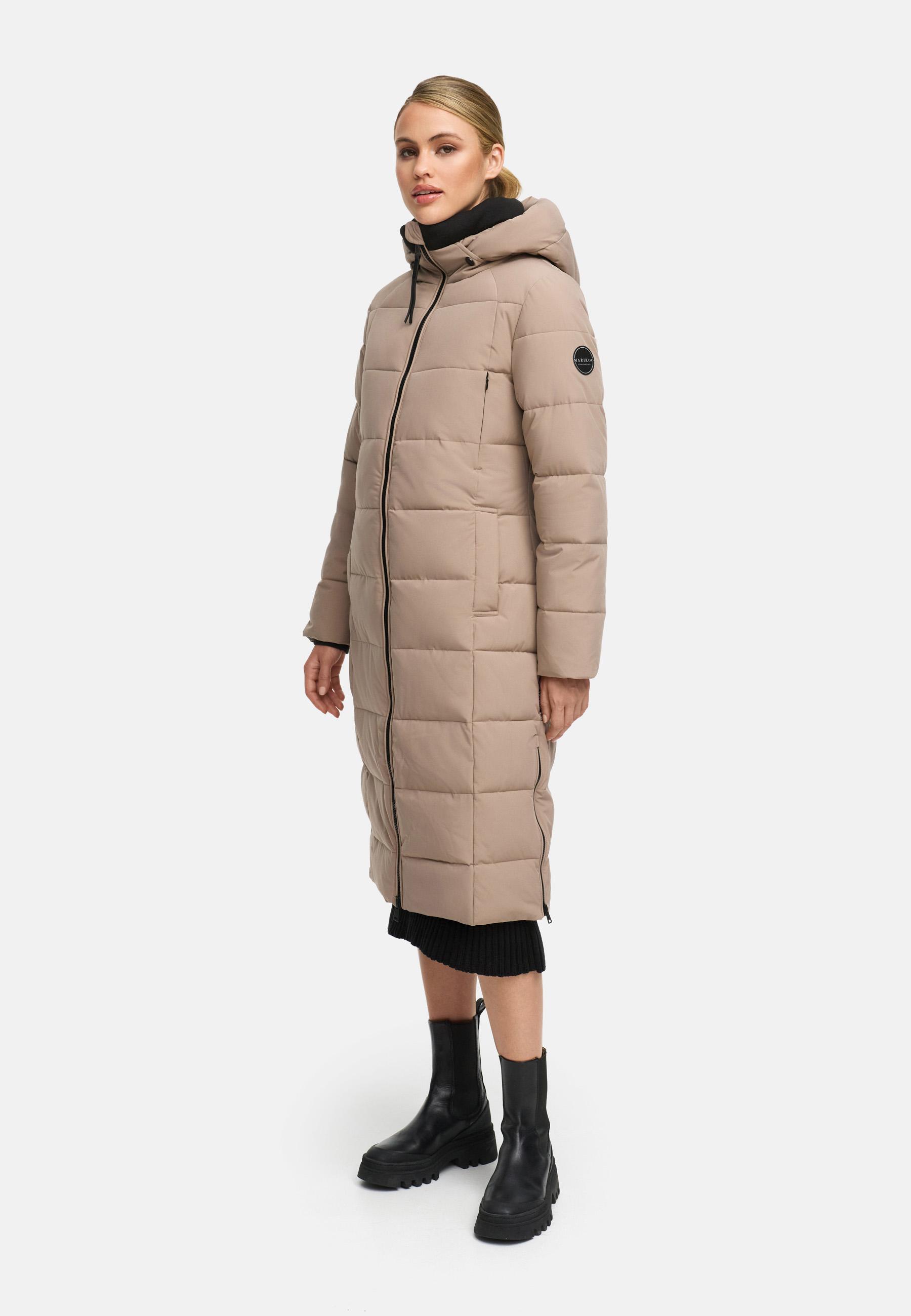 Winter Steppmantel mit Kapuze "Lanitaa XVI" Taupe Grey