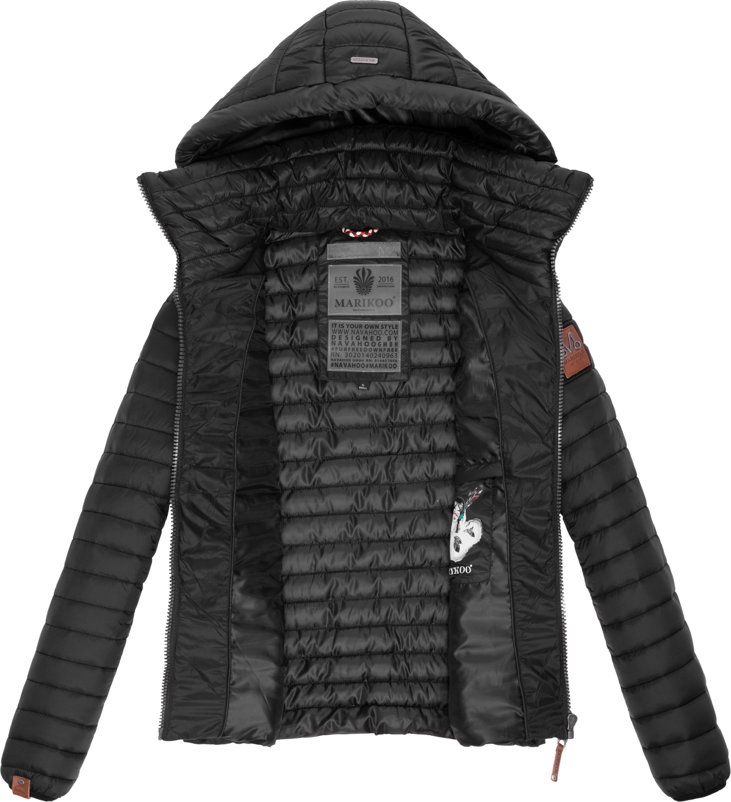 Leichte Steppjacke mit Kapuze "Löwenbaby" Schwarz