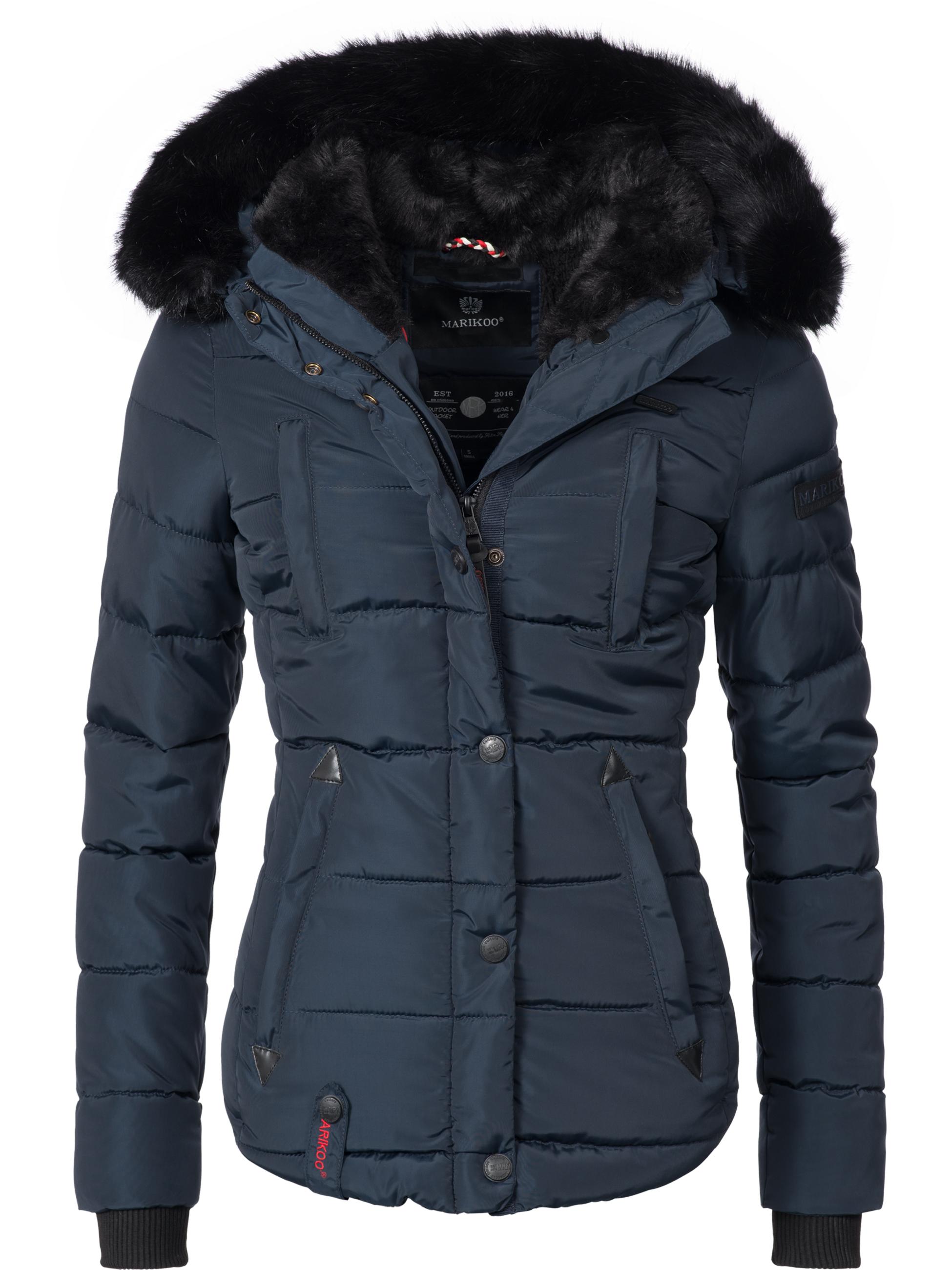 Winter Steppjacke mit Kapuze "Lotusblüte" Blau