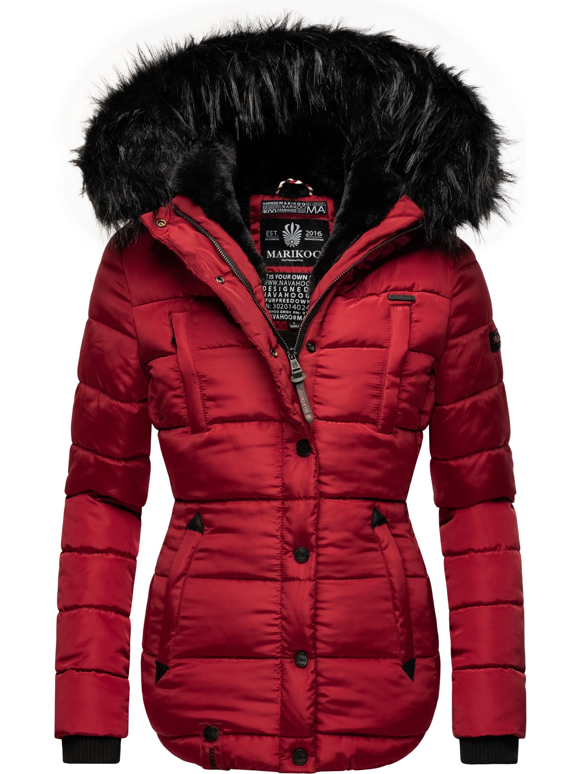 Winter Steppjacke mit Kapuze "Lotusblüte" Blood Red