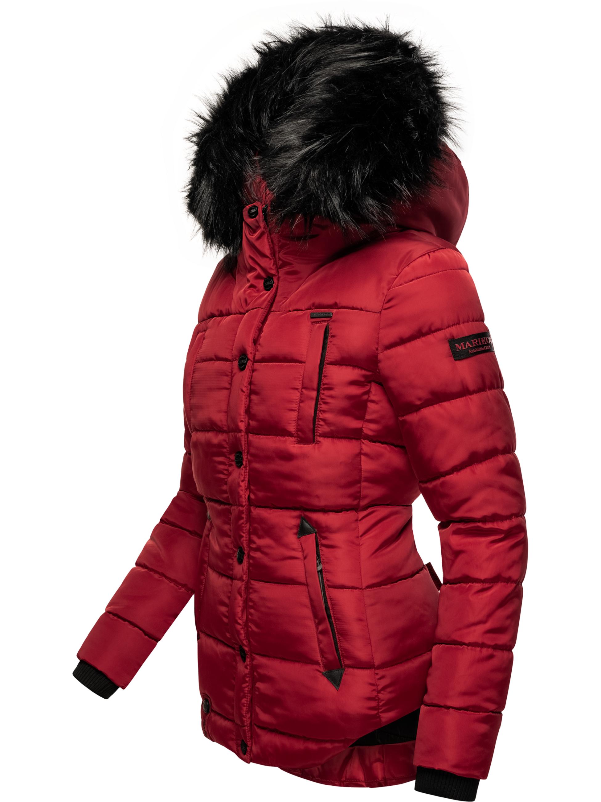 Winter Steppjacke mit Kapuze "Lotusblüte" Blood Red