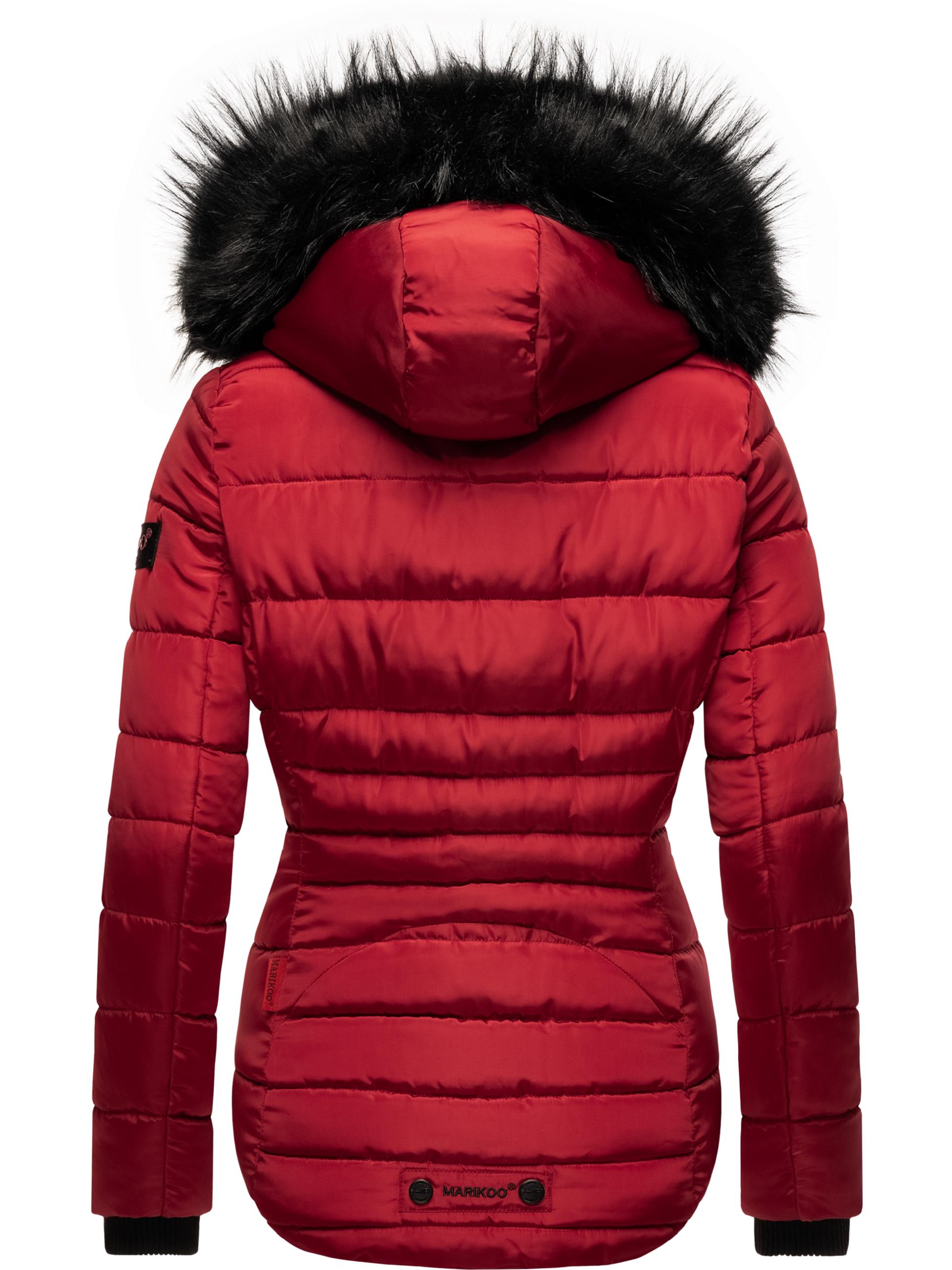 Winter Steppjacke mit Kapuze "Lotusblüte" Blood Red