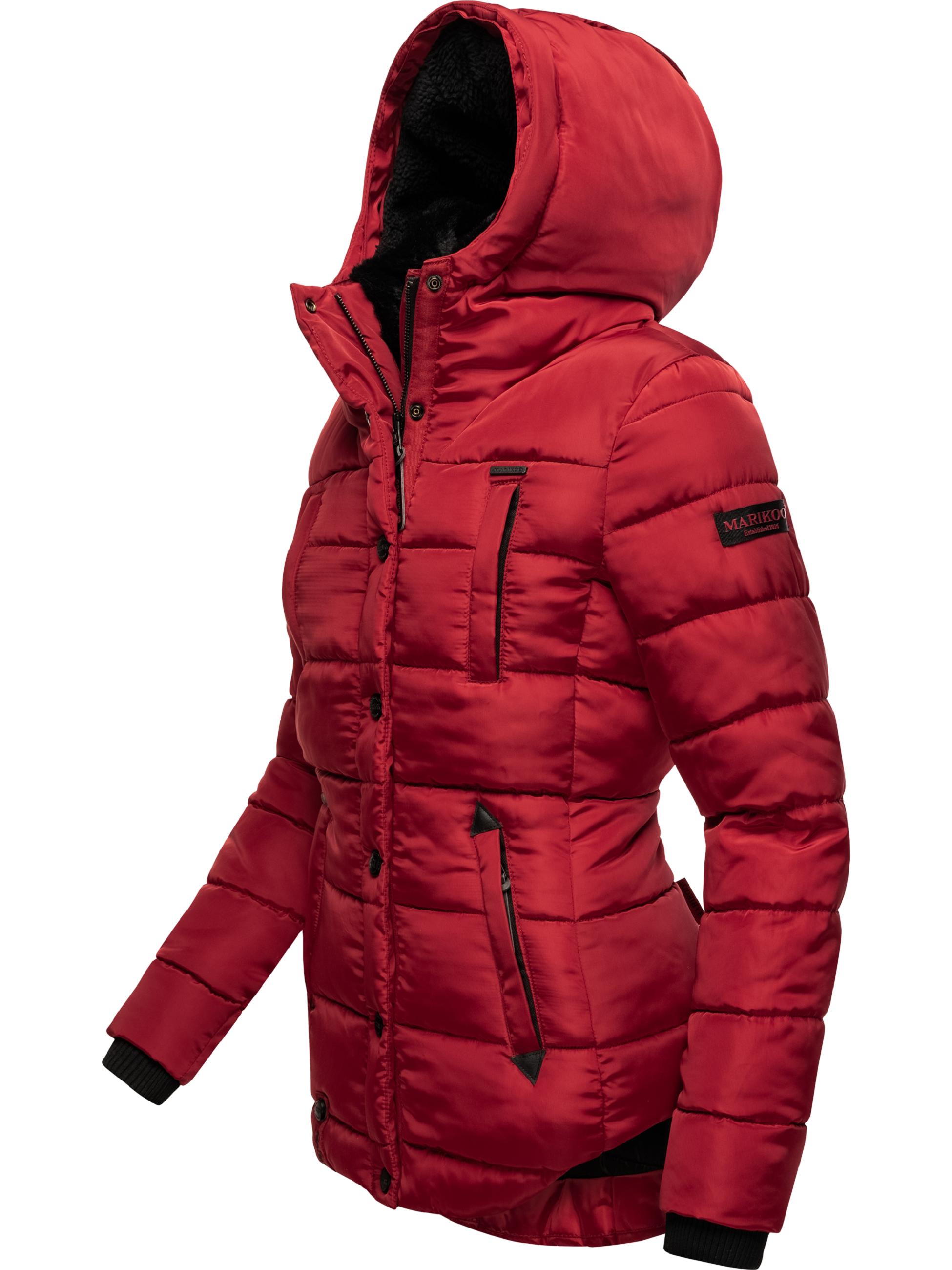 Winter Steppjacke mit Kapuze "Lotusblüte" Blood Red