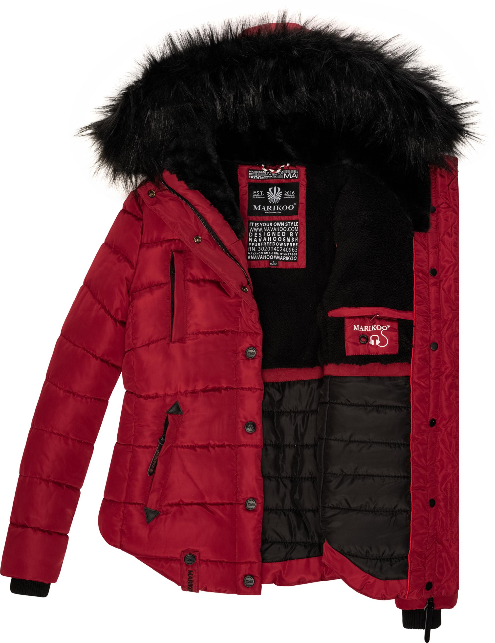 Winter Steppjacke mit Kapuze "Lotusblüte" Blood Red