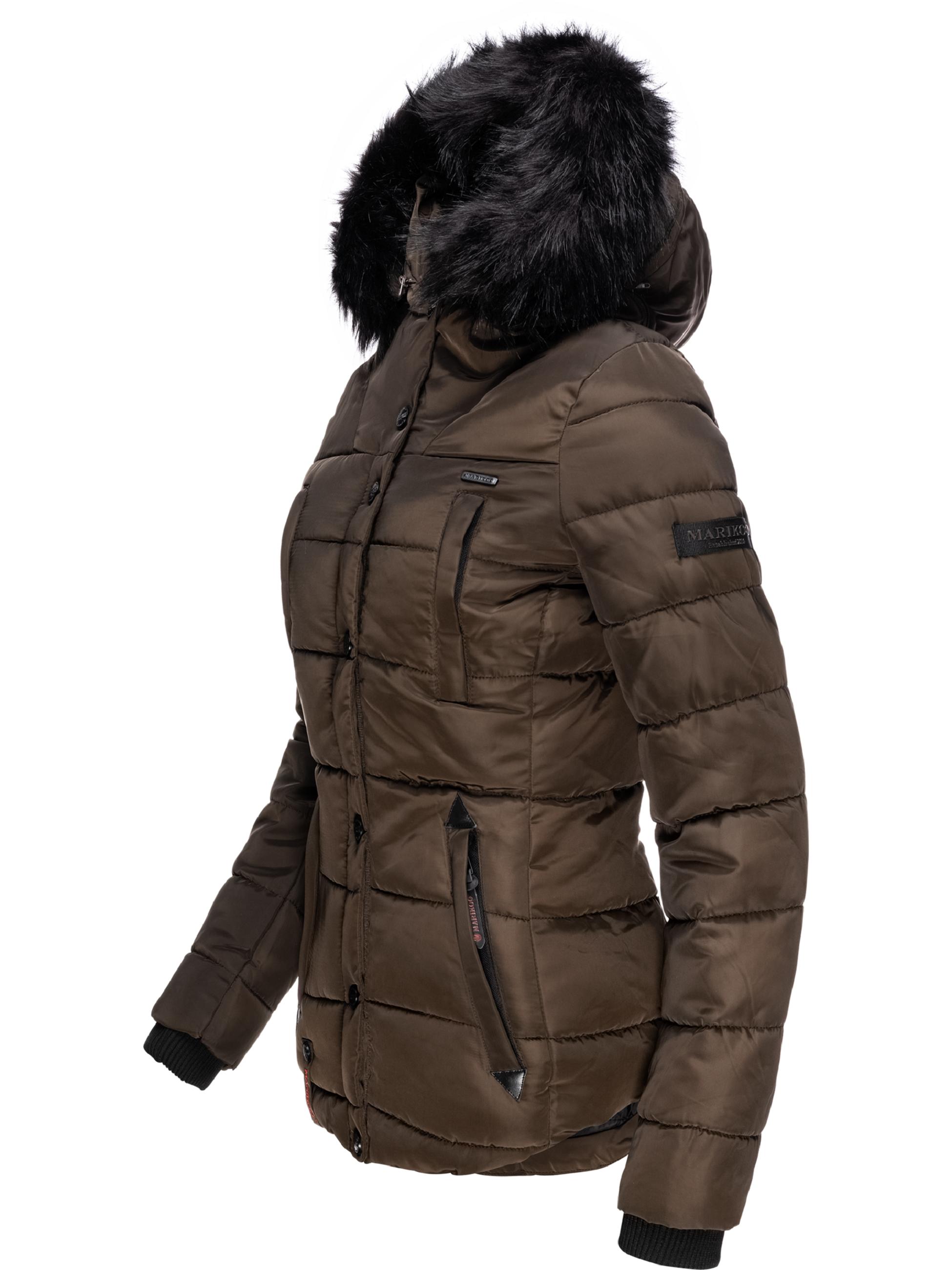 Winter Steppjacke mit Kapuze "Lotusblüte" Brown