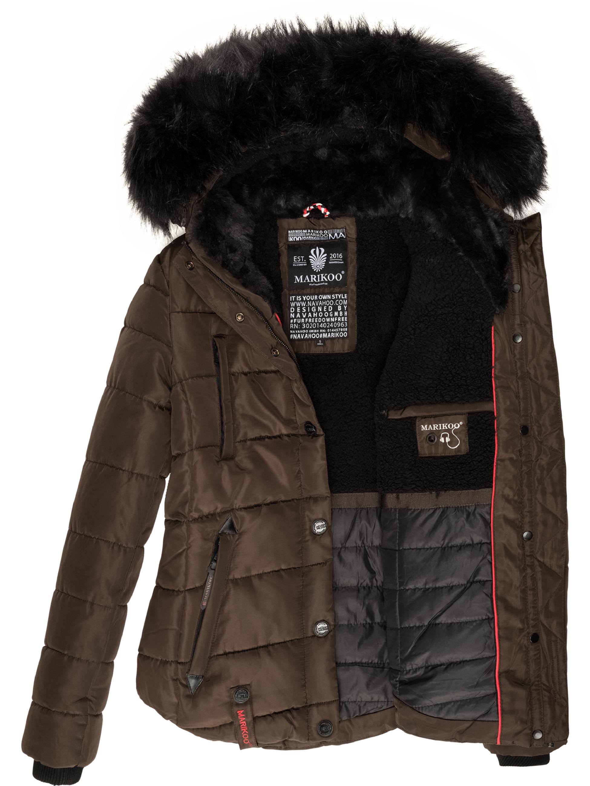 Winter Steppjacke mit Kapuze "Lotusblüte" Brown