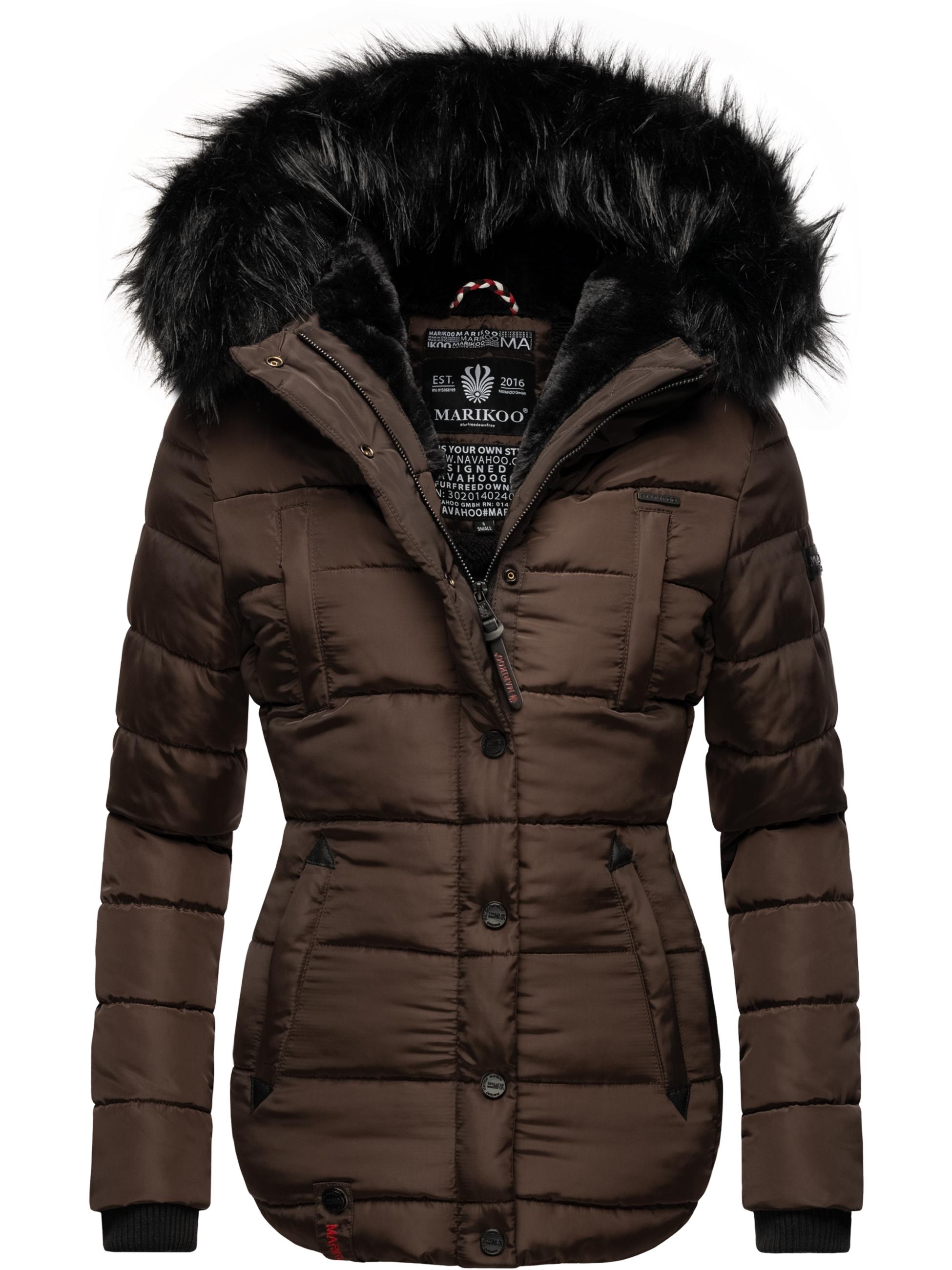 Winter Steppjacke mit Kapuze "Lotusblüte" Dark Choco