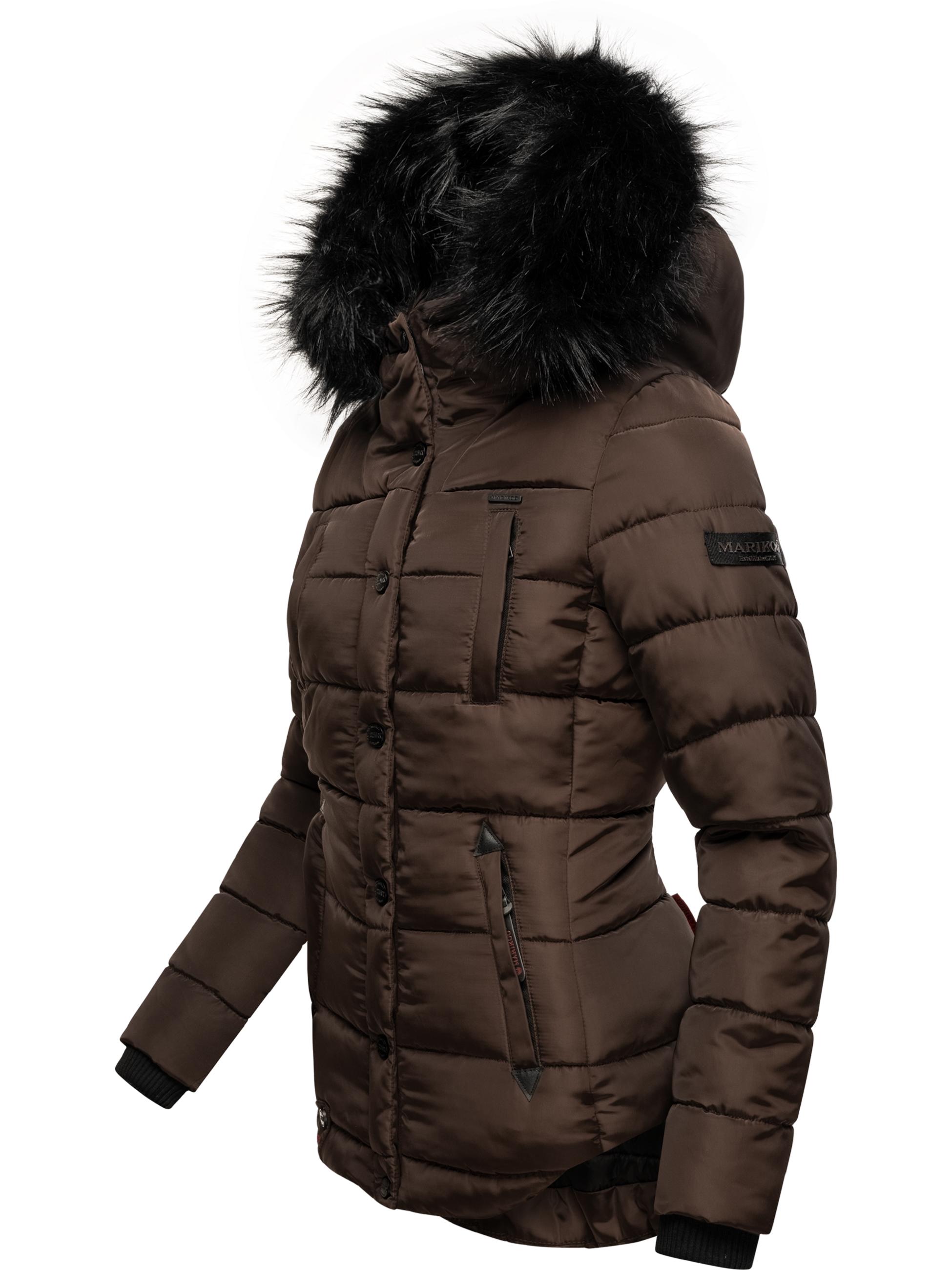 Winter Steppjacke mit Kapuze "Lotusblüte" Dark Choco