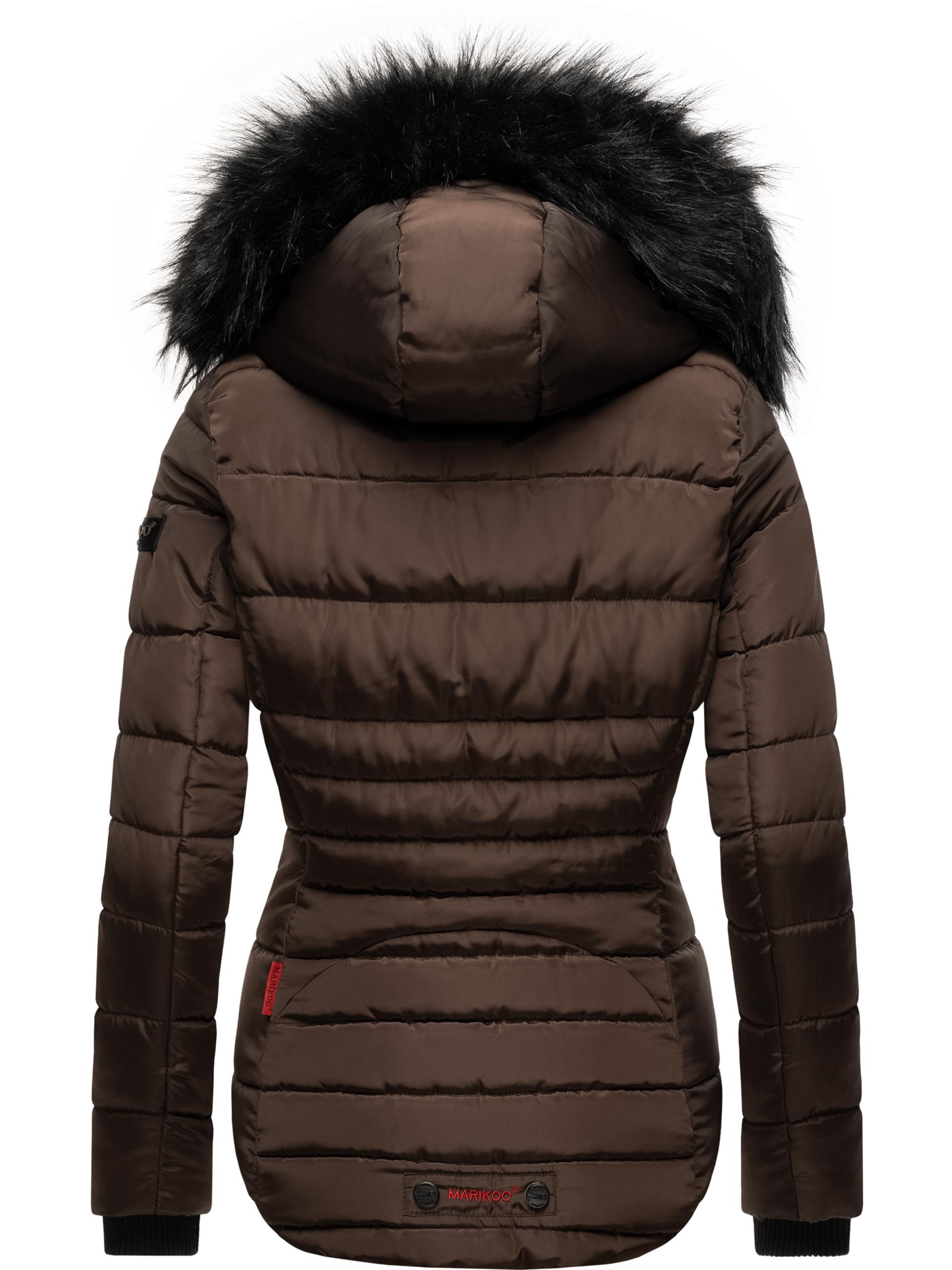 Winter Steppjacke mit Kapuze "Lotusblüte" Dark Choco