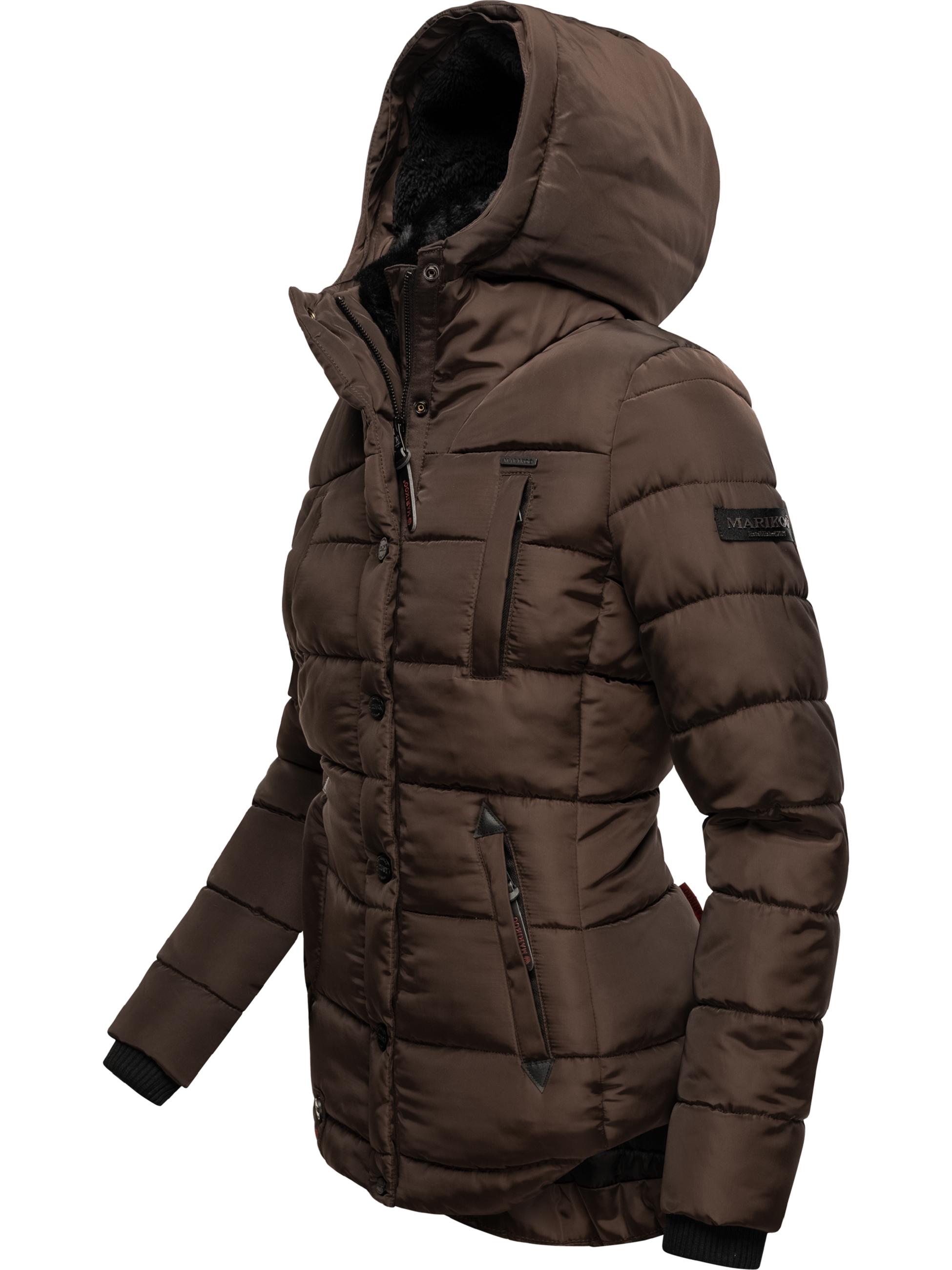 Winter Steppjacke mit Kapuze "Lotusblüte" Dark Choco