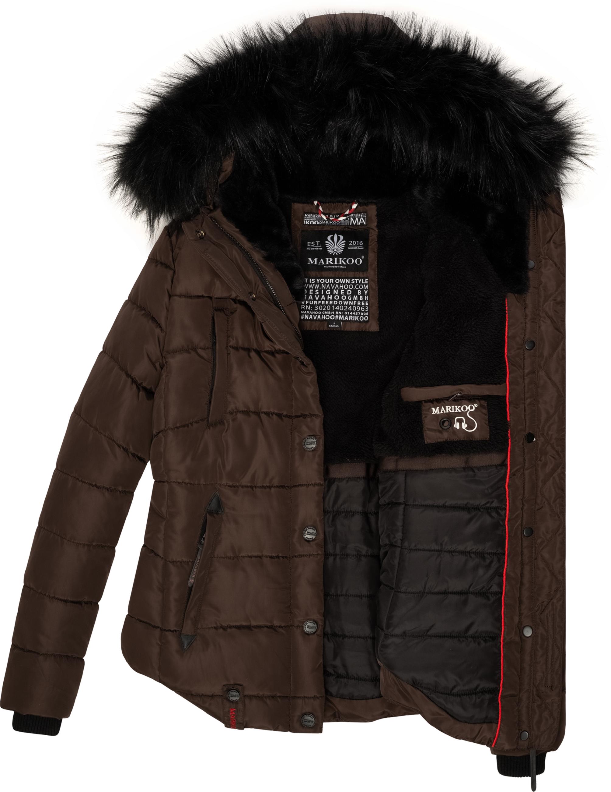 Winter Steppjacke mit Kapuze "Lotusblüte" Dark Choco