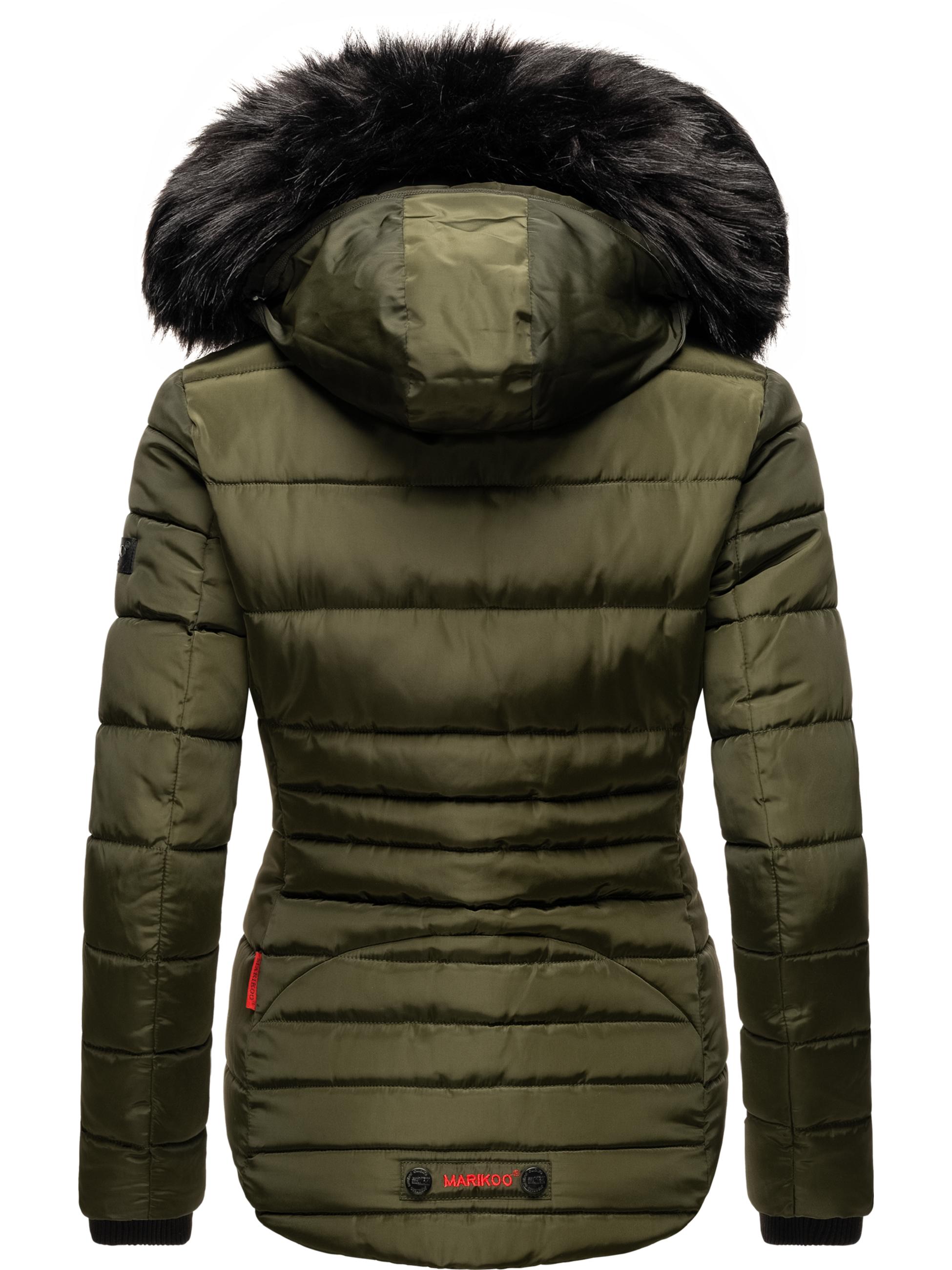 Winter Steppjacke mit Kapuze "Lotusblüte" Olive