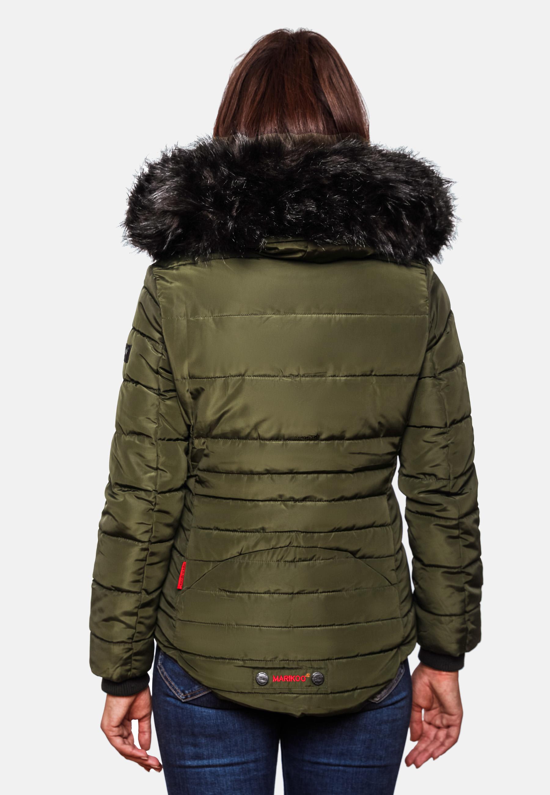 Winter Steppjacke mit Kapuze "Lotusblüte" Olive