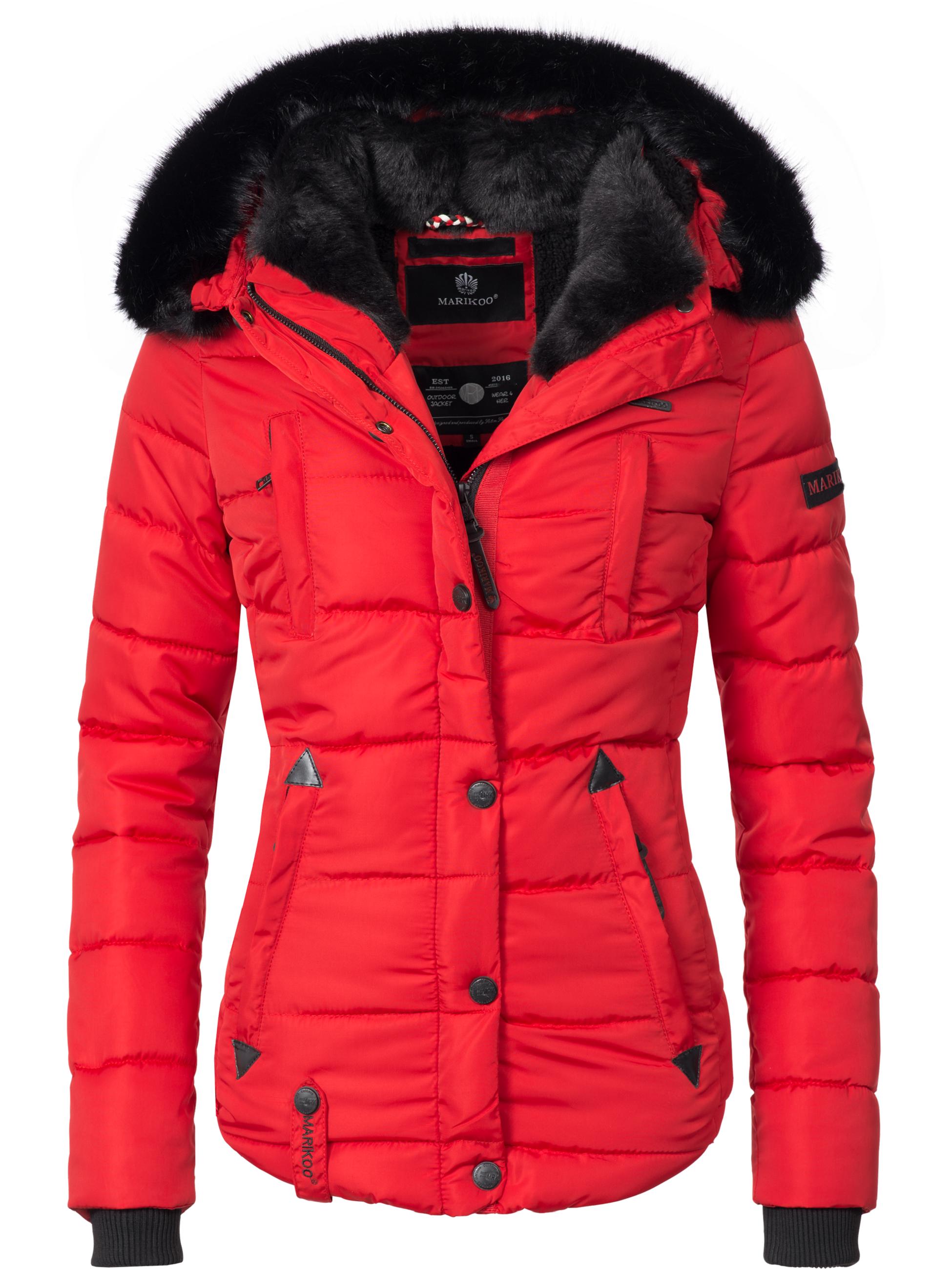 Winter Steppjacke mit Kapuze "Lotusblüte" Rot