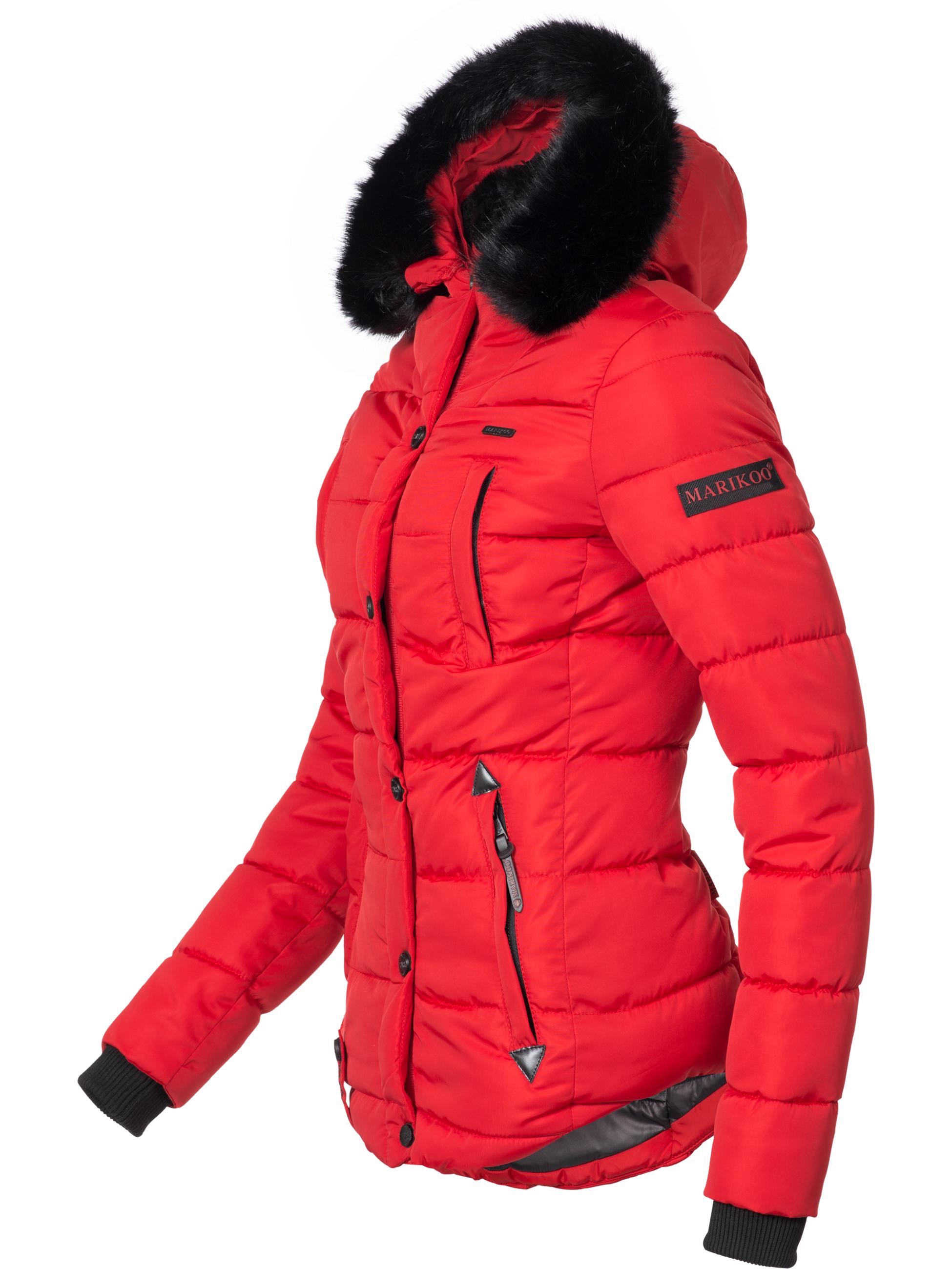 Winter Steppjacke mit Kapuze "Lotusblüte" Rot