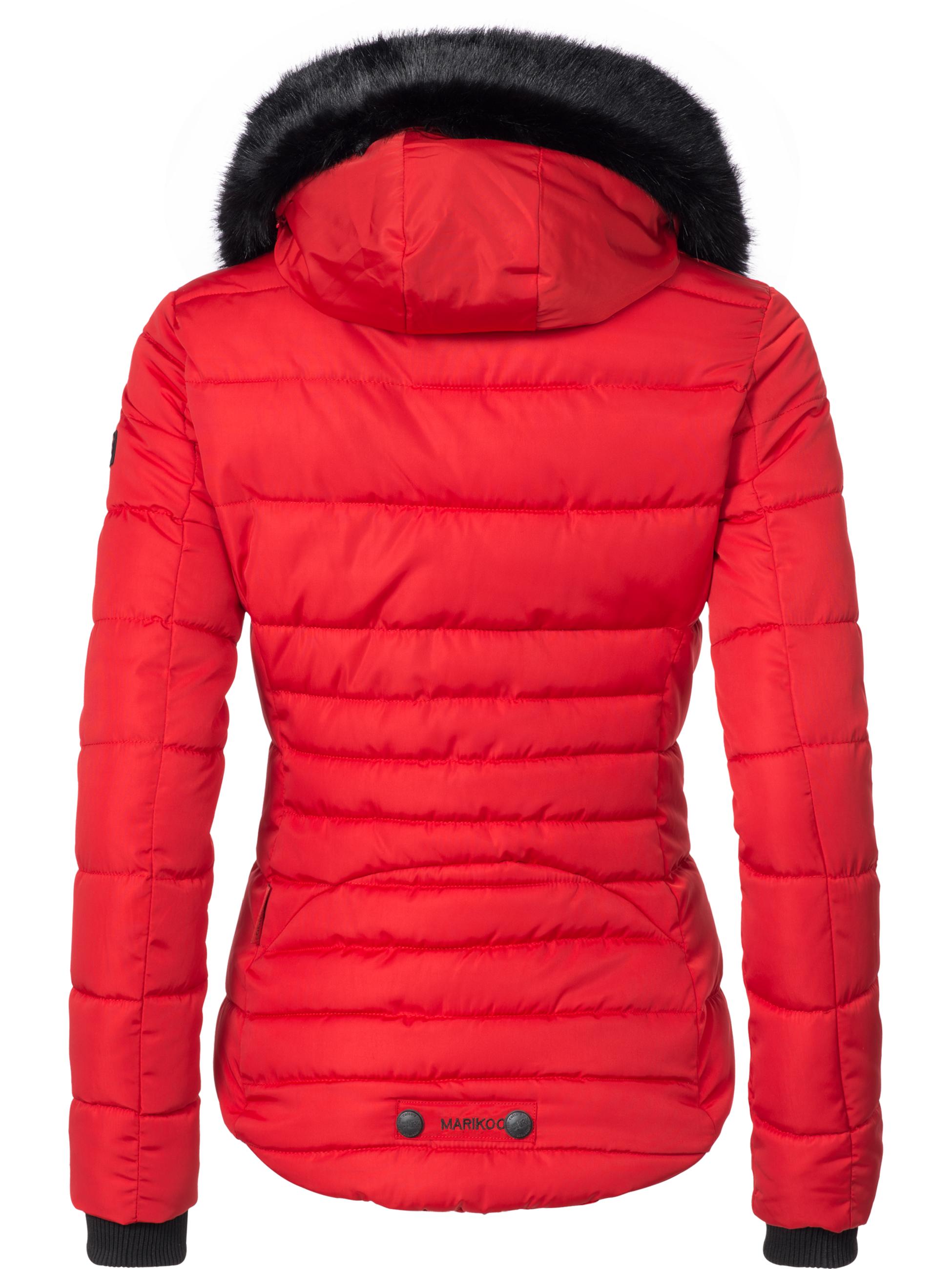 Winter Steppjacke mit Kapuze "Lotusblüte" Rot