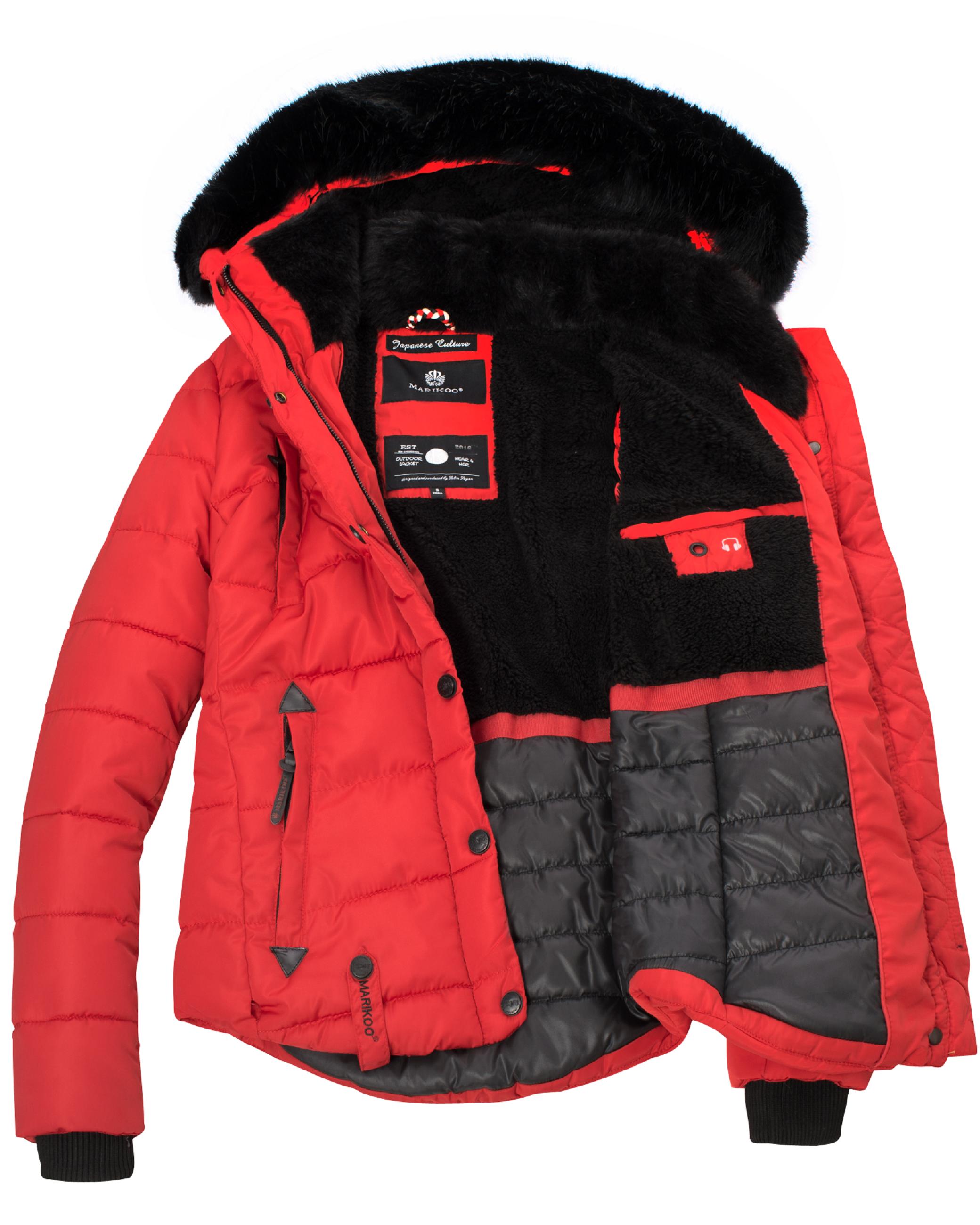 Winter Steppjacke mit Kapuze "Lotusblüte" Rot