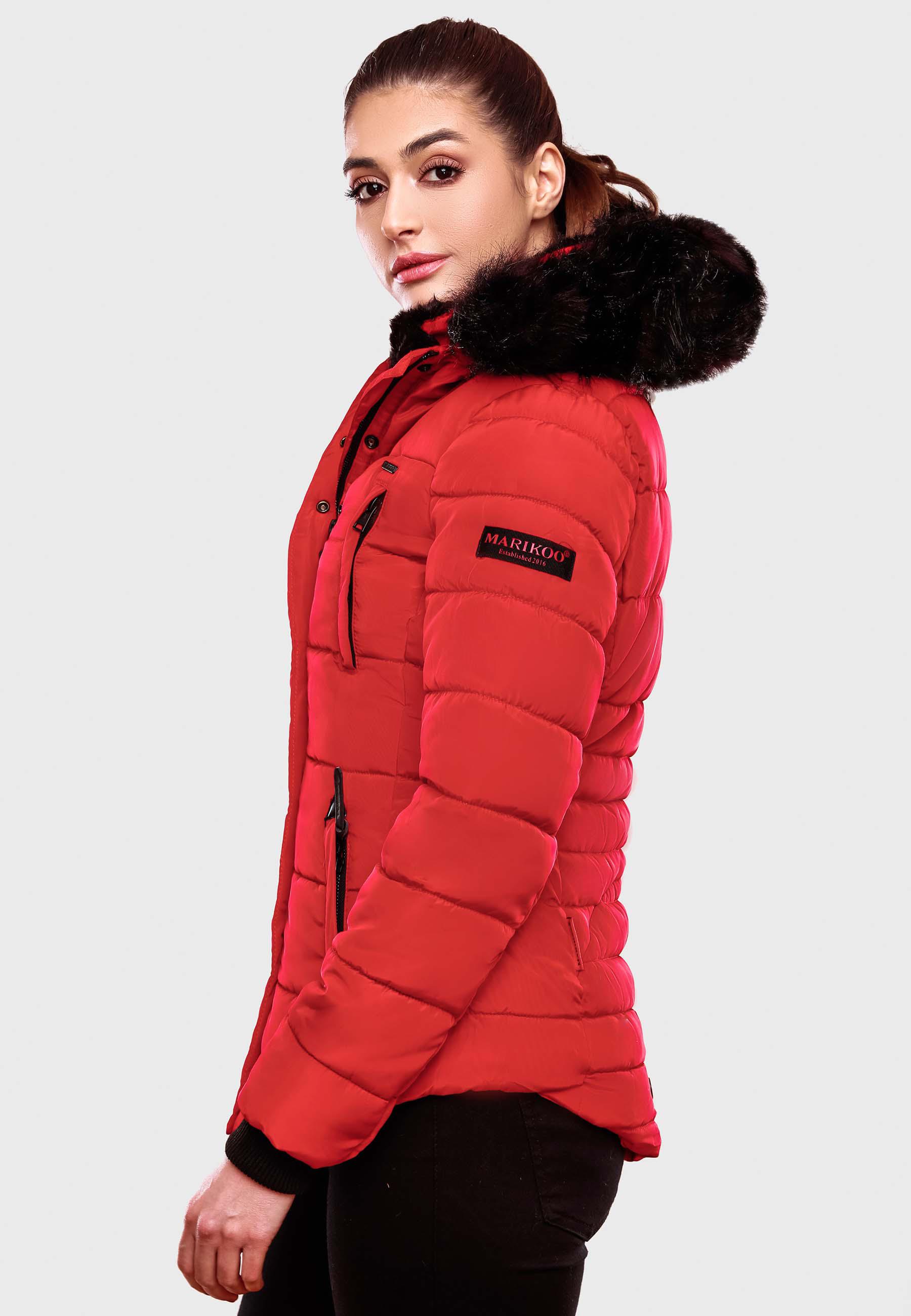 Winter Steppjacke mit Kapuze "Lotusblüte" Rot