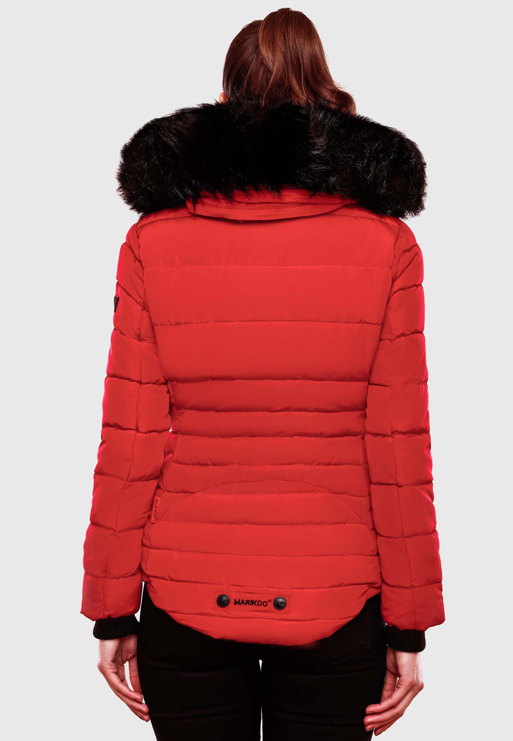 Winter Steppjacke mit Kapuze "Lotusblüte" Rot