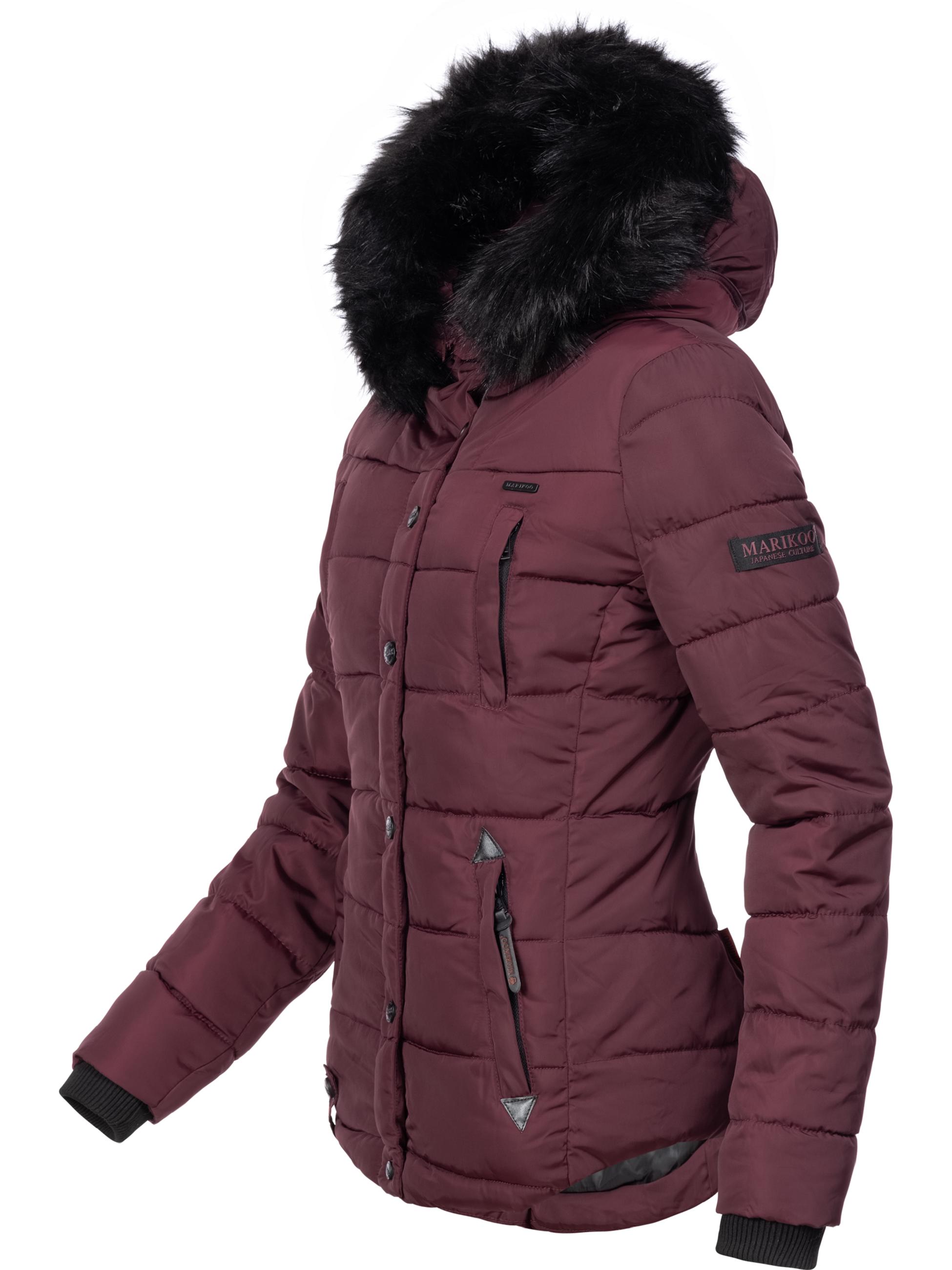 Winter Steppjacke mit Kapuze "Lotusblüte" Weinrot