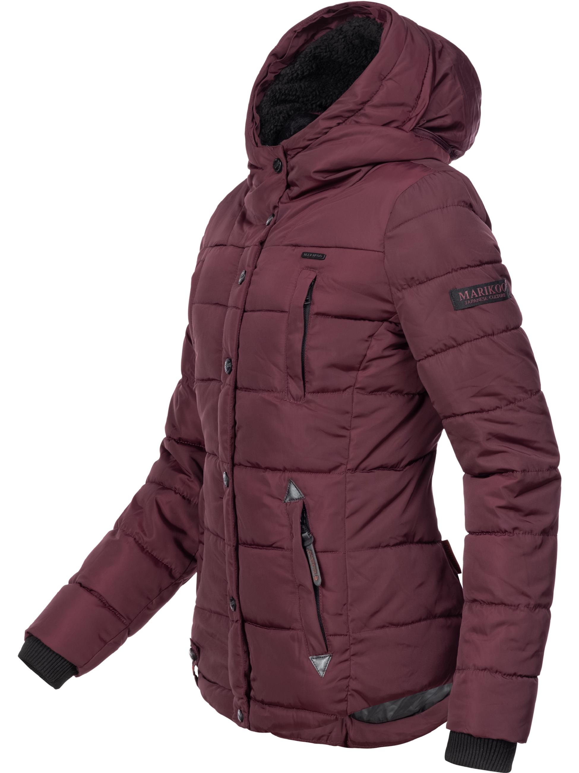 Winter Steppjacke mit Kapuze "Lotusblüte" Weinrot