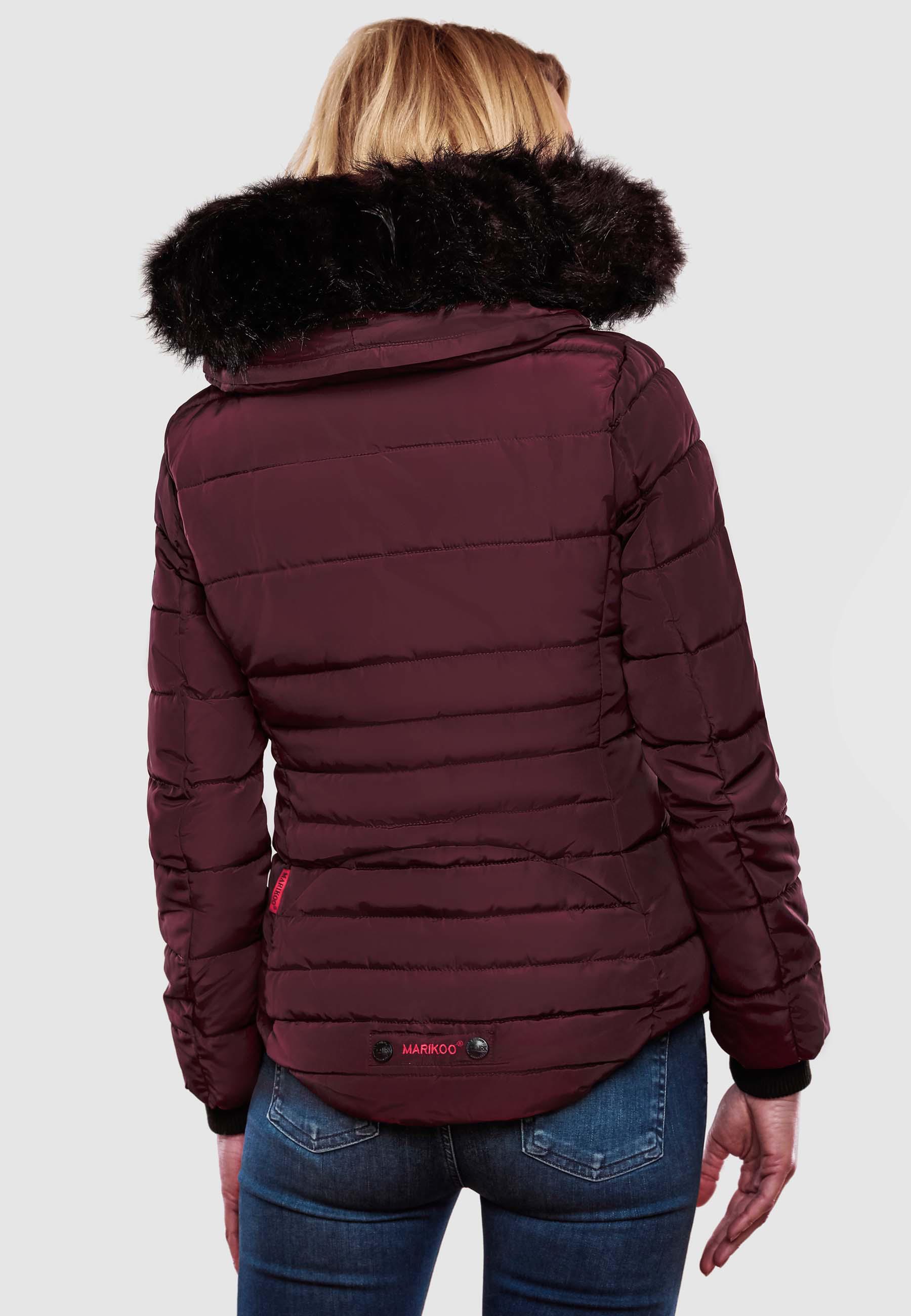 Winter Steppjacke mit Kapuze "Lotusblüte" Weinrot