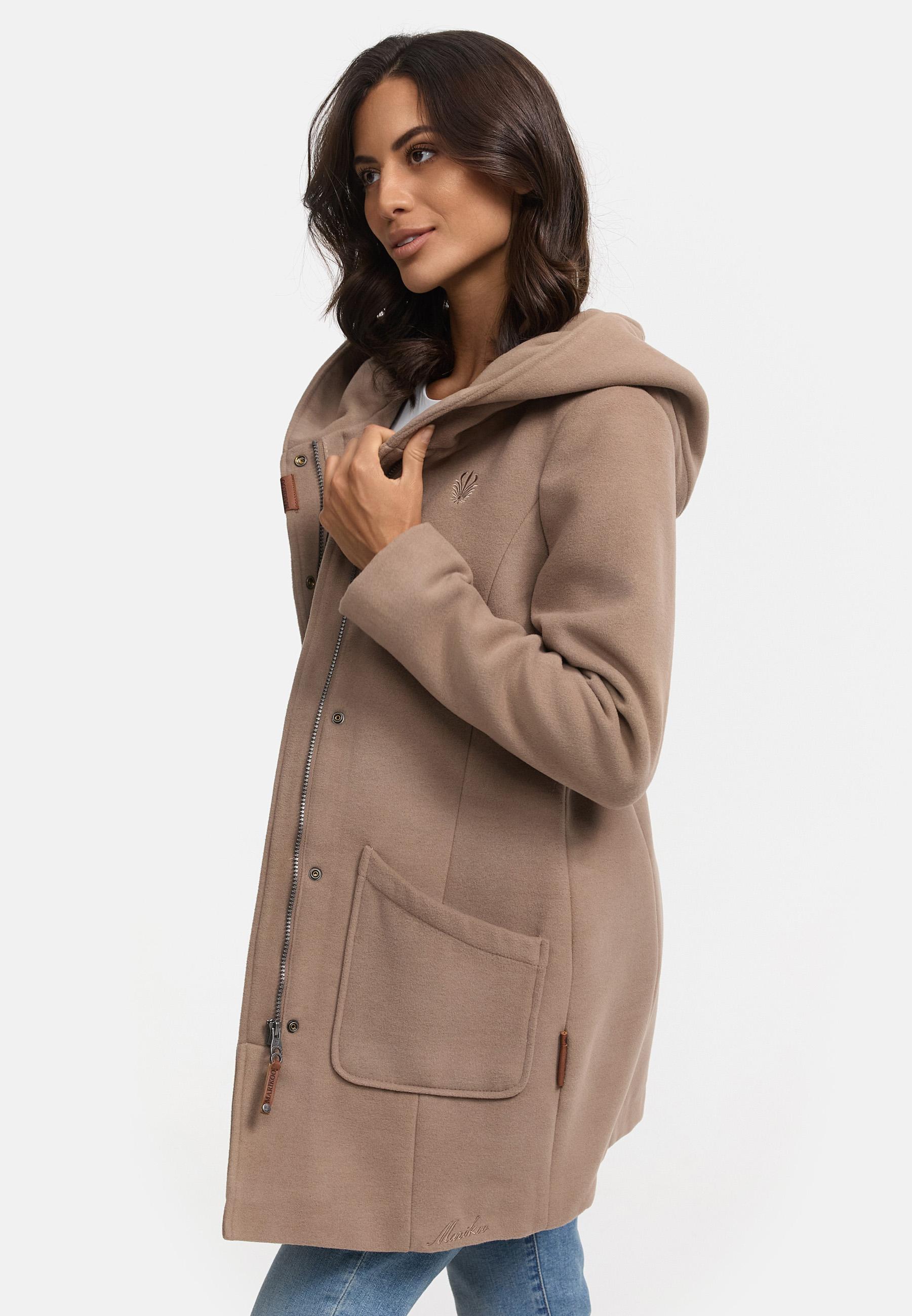 Edler Wollmantel mit Kapuze "Maikoo" Taupe Grey