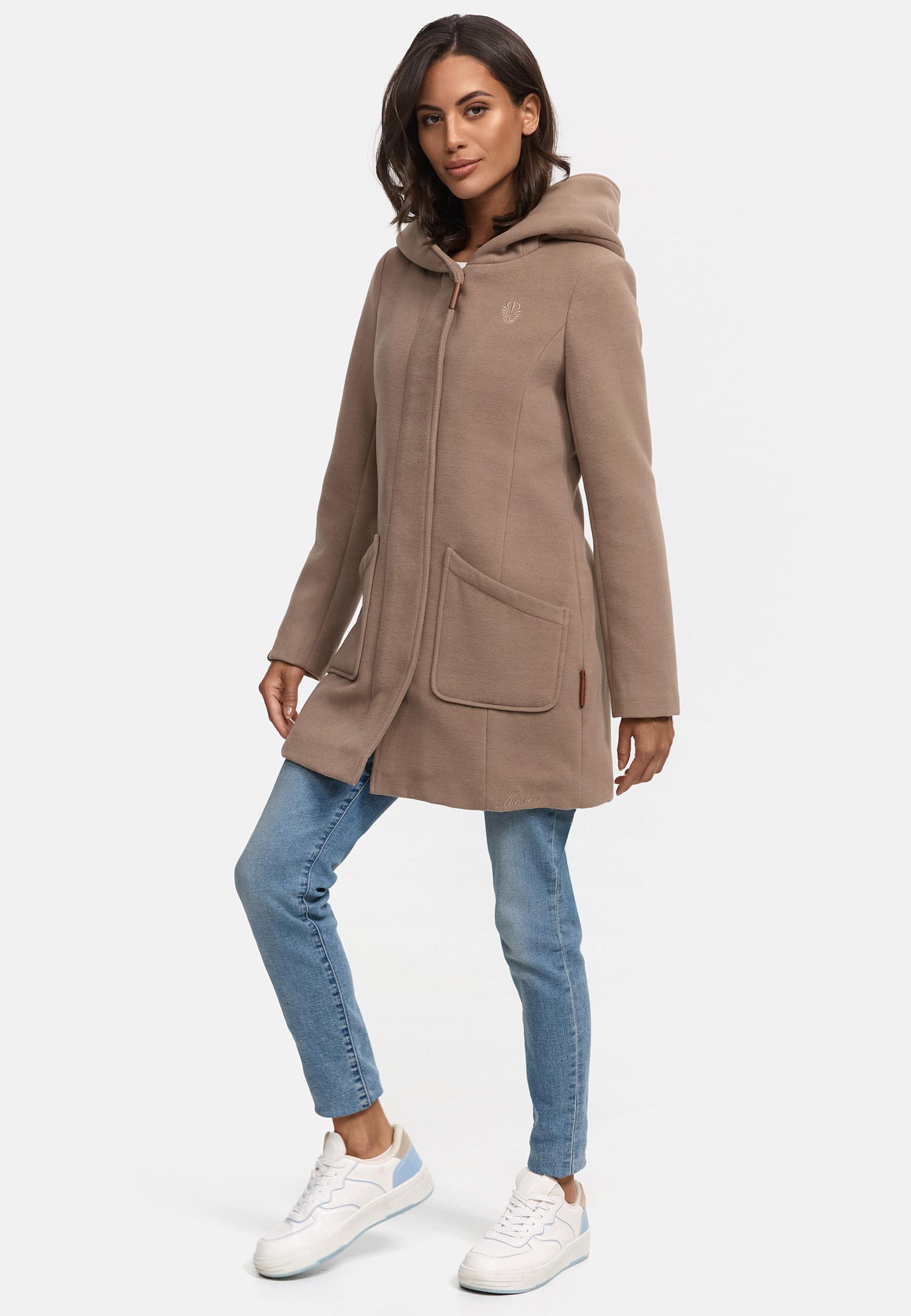 Edler Wollmantel mit Kapuze "Maikoo" Taupe Grey