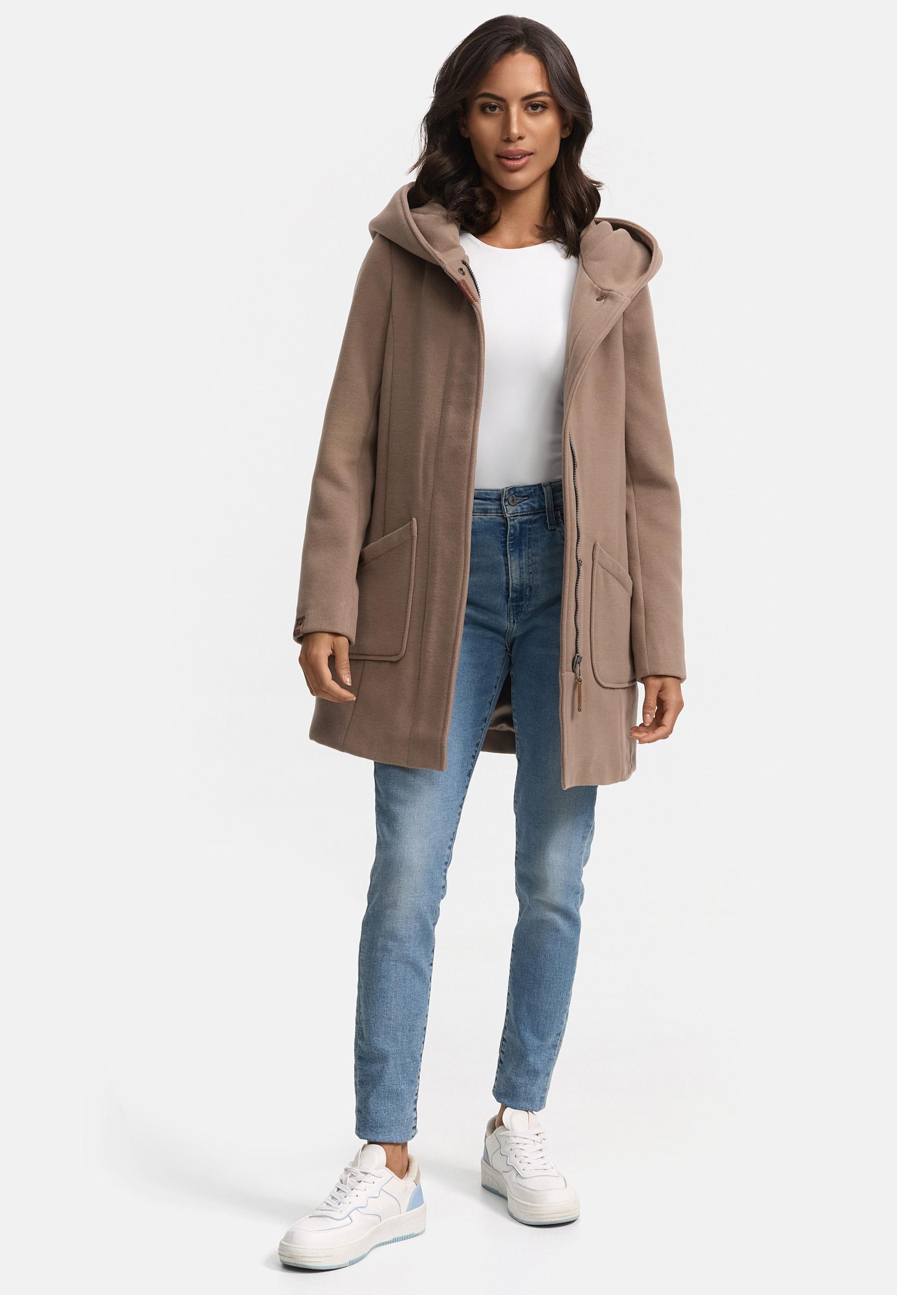 Edler Wollmantel mit Kapuze "Maikoo" Taupe Grey
