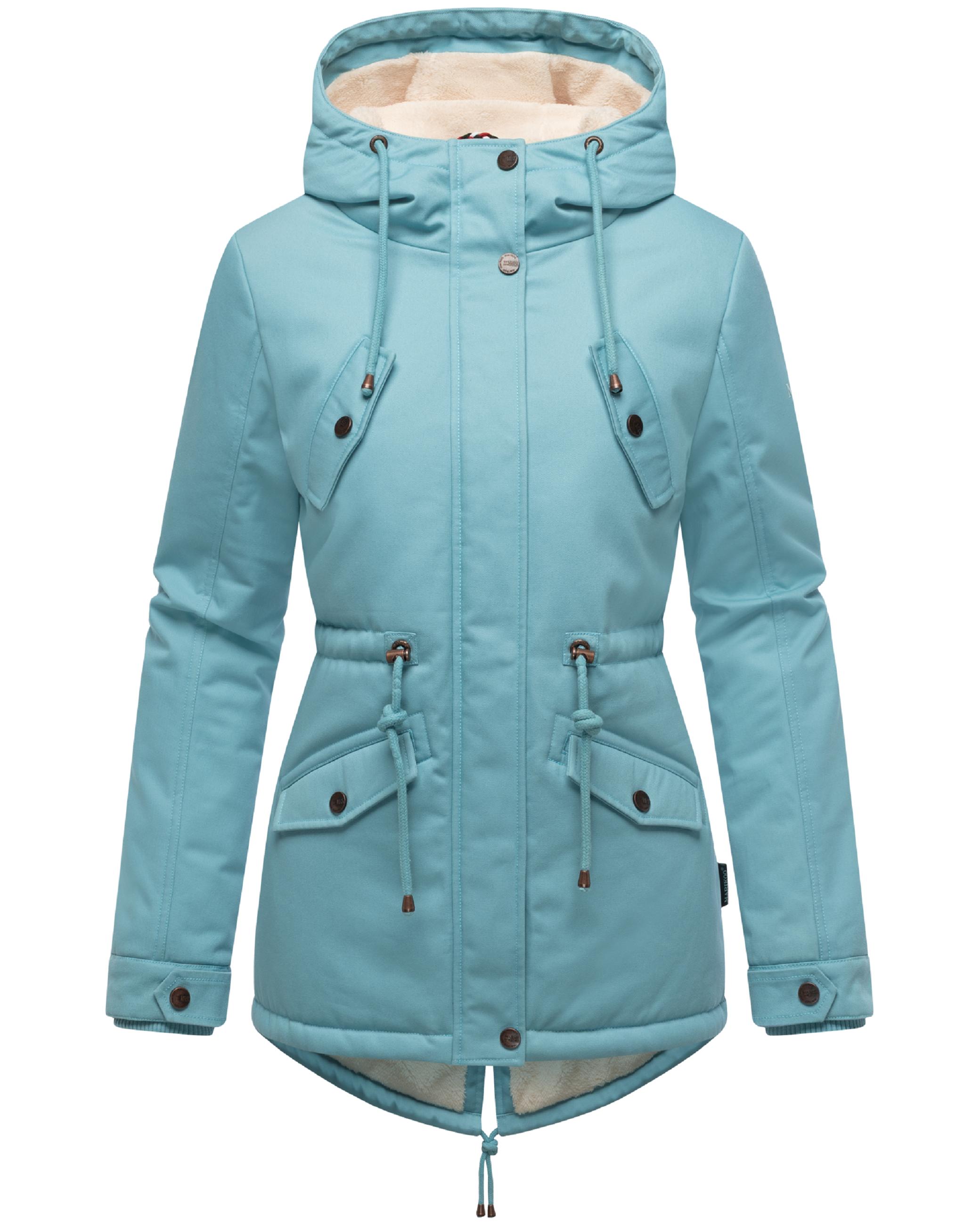 Weicher Baumwoll-Kurzmantel mit Kapuze "Manolya" Sky Blue