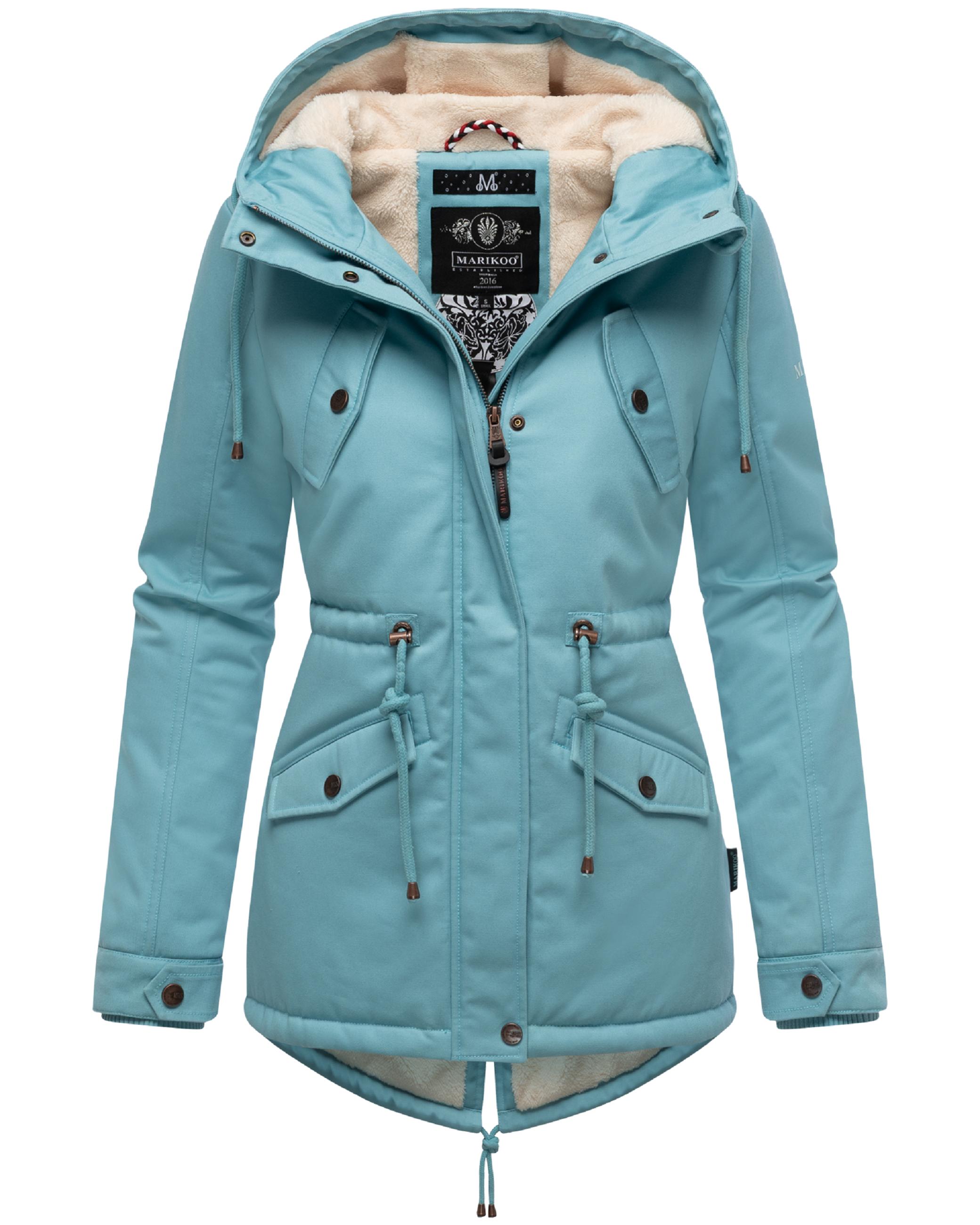 Weicher Baumwoll-Kurzmantel mit Kapuze "Manolya" Sky Blue