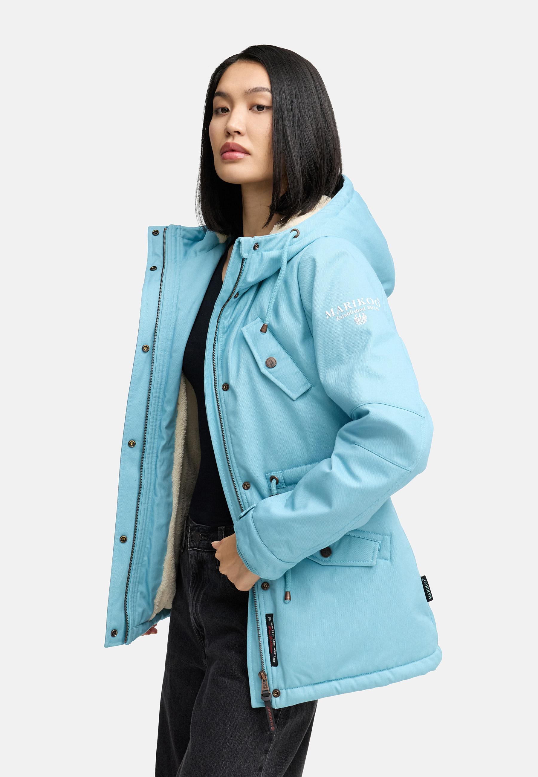 Weicher Baumwoll-Kurzmantel mit Kapuze "Manolya" Sky Blue