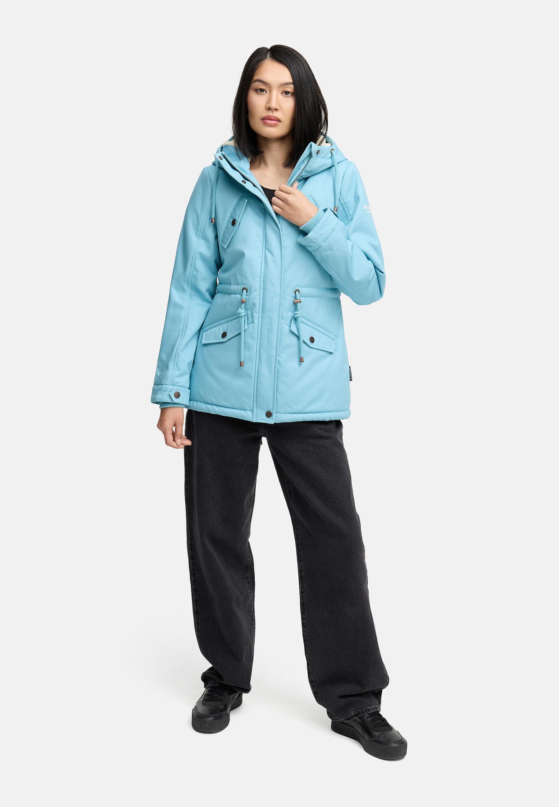 Weicher Baumwoll-Kurzmantel mit Kapuze "Manolya" Sky Blue